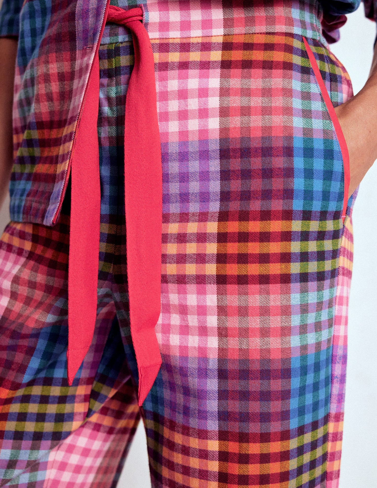 Brushed Cotton Pyjama Trousers-Rainbow Blanket Multigingham