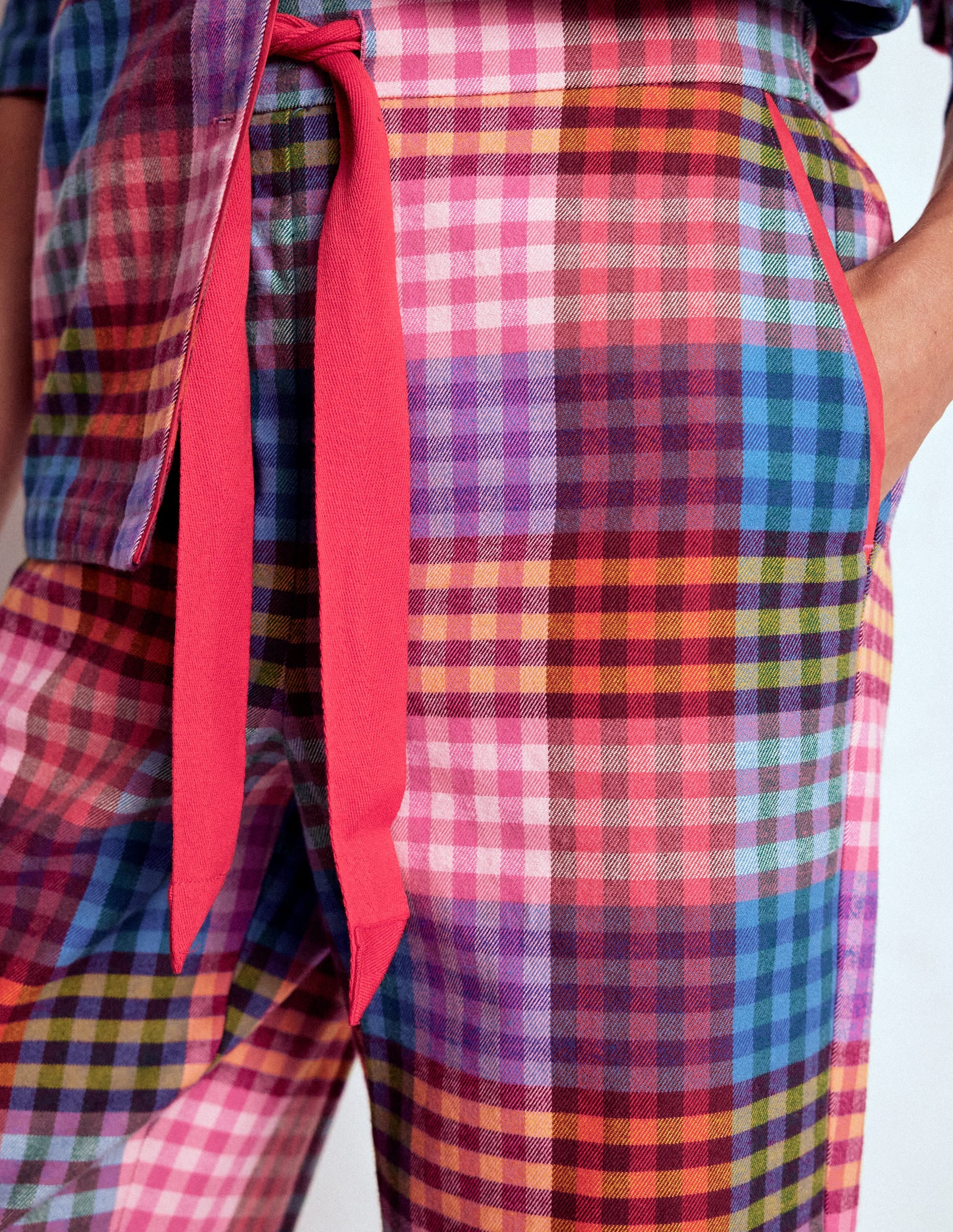 Brushed Cotton Pyjama Trousers-Rainbow Blanket Multigingham - Image 3