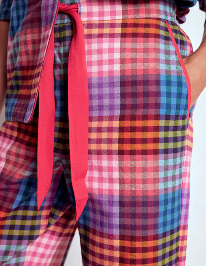 Brushed Cotton Pyjama Trousers-Rainbow Blanket Multigingham-2