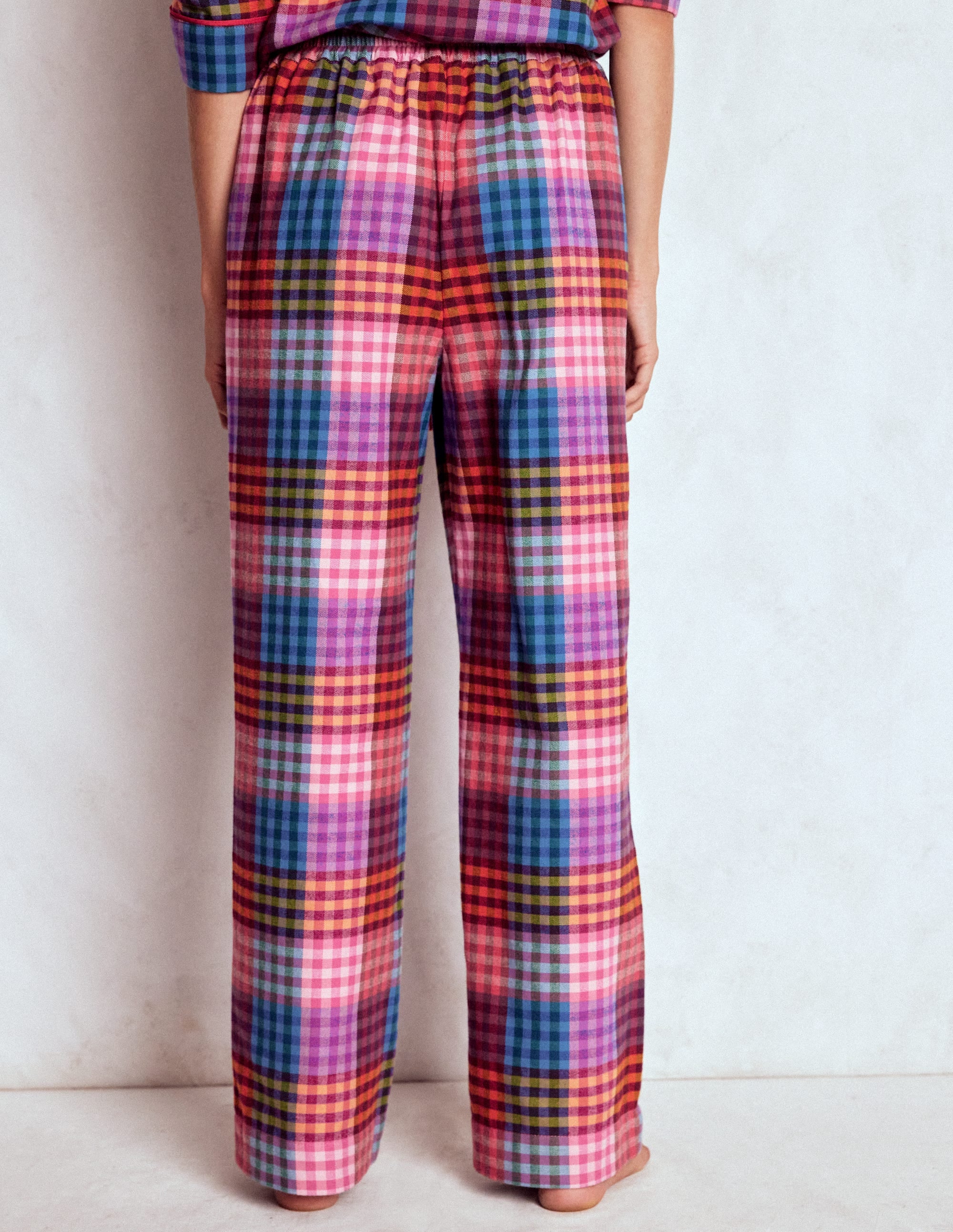 Brushed Cotton Pyjama Trousers-Rainbow Blanket Multigingham - Image 4