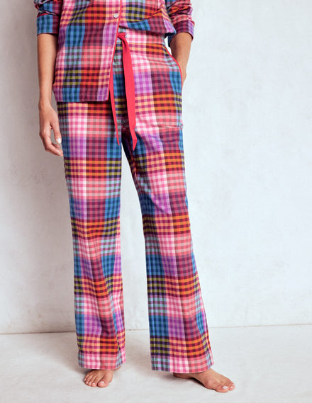 Brushed Cotton Pyjama Trousers-Rainbow Blanket Multigingham
