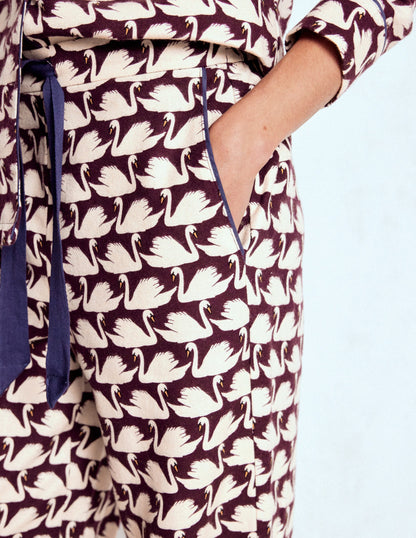 Brushed Cotton Pyjama Trousers-Winetasting, Geo Swan-2