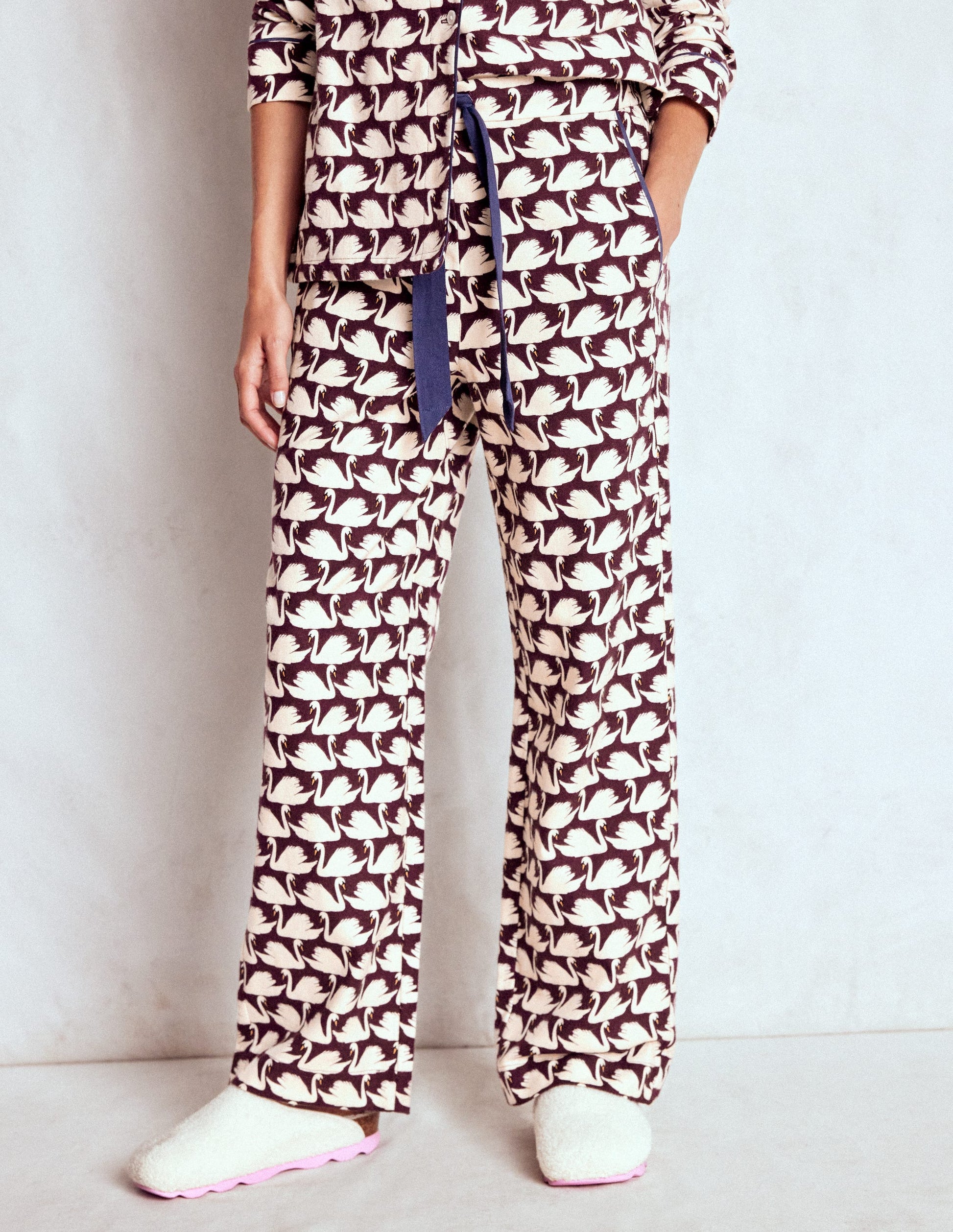 Brushed Cotton Pyjama Trousers-Winetasting, Geo Swan-4