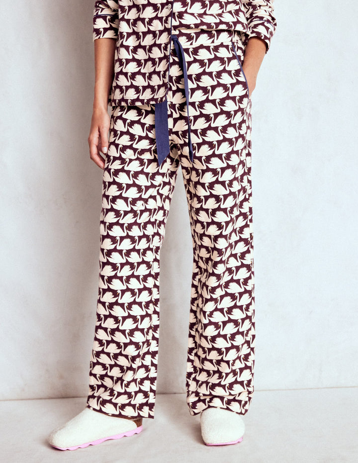 Brushed Cotton Pyjama Trousers-Winetasting, Geo Swan