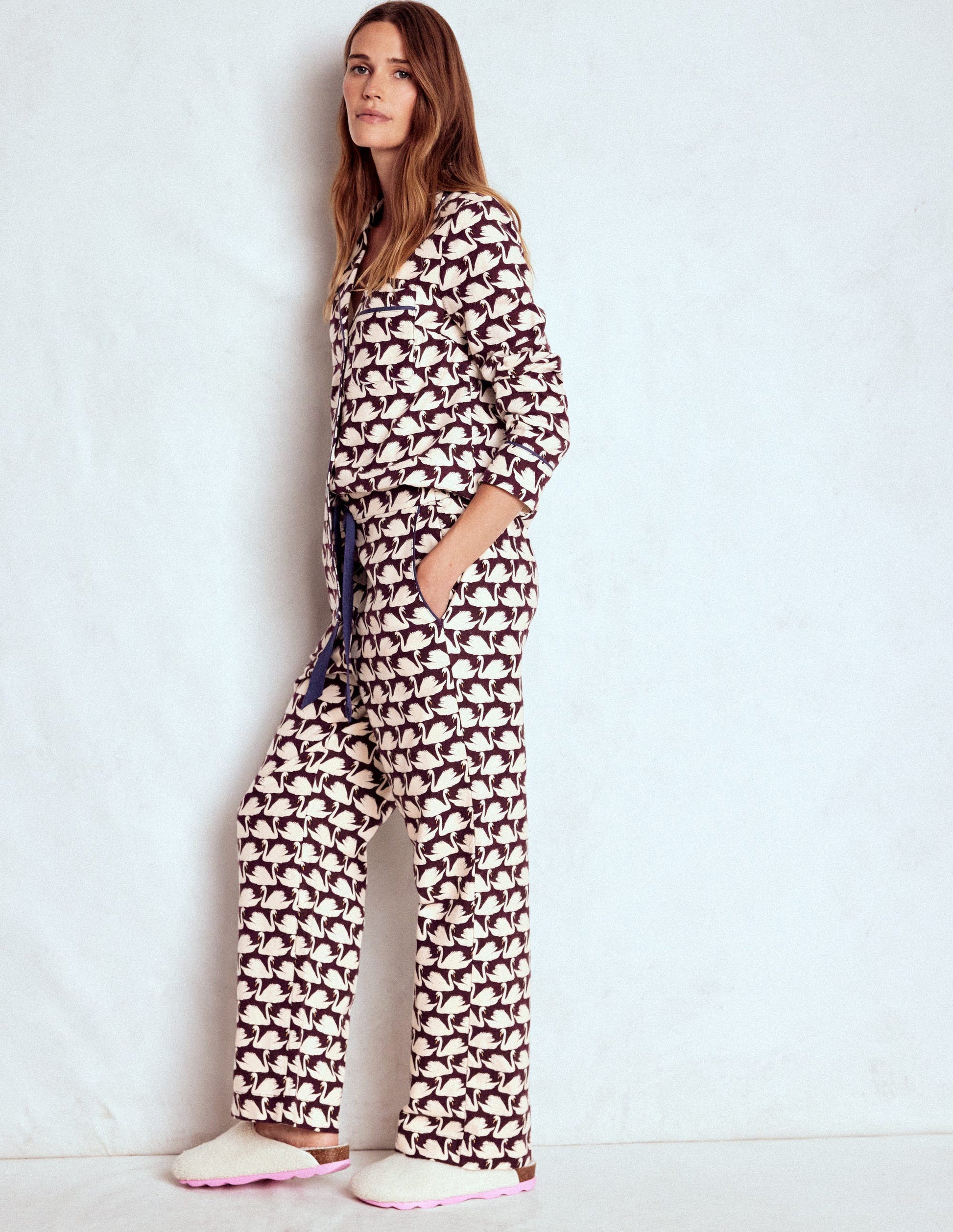 Brushed Cotton Pyjama Trousers-Winetasting, Geo Swan-5