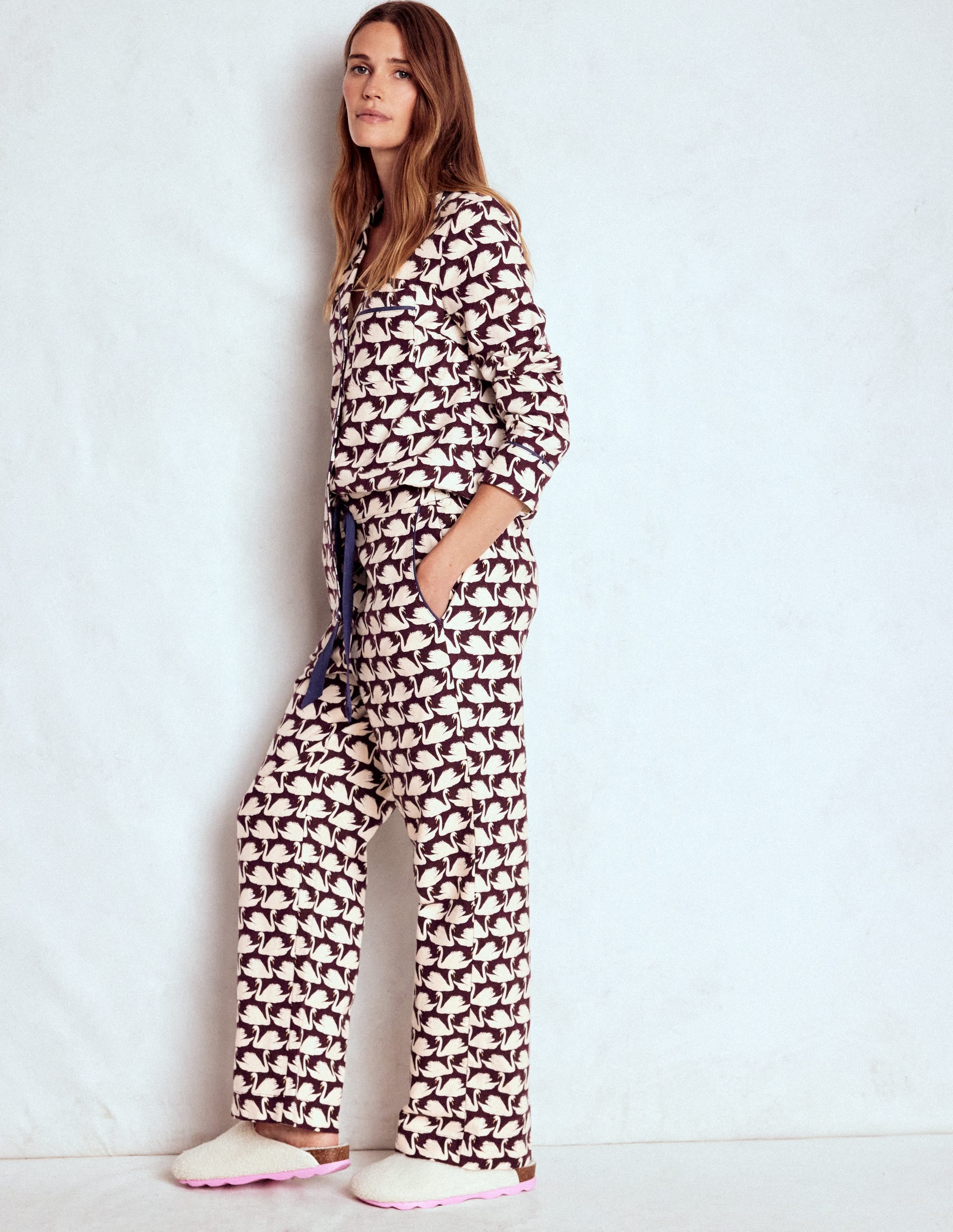 Brushed Cotton Pyjama Trousers-Winetasting, Geo Swan - Image 5