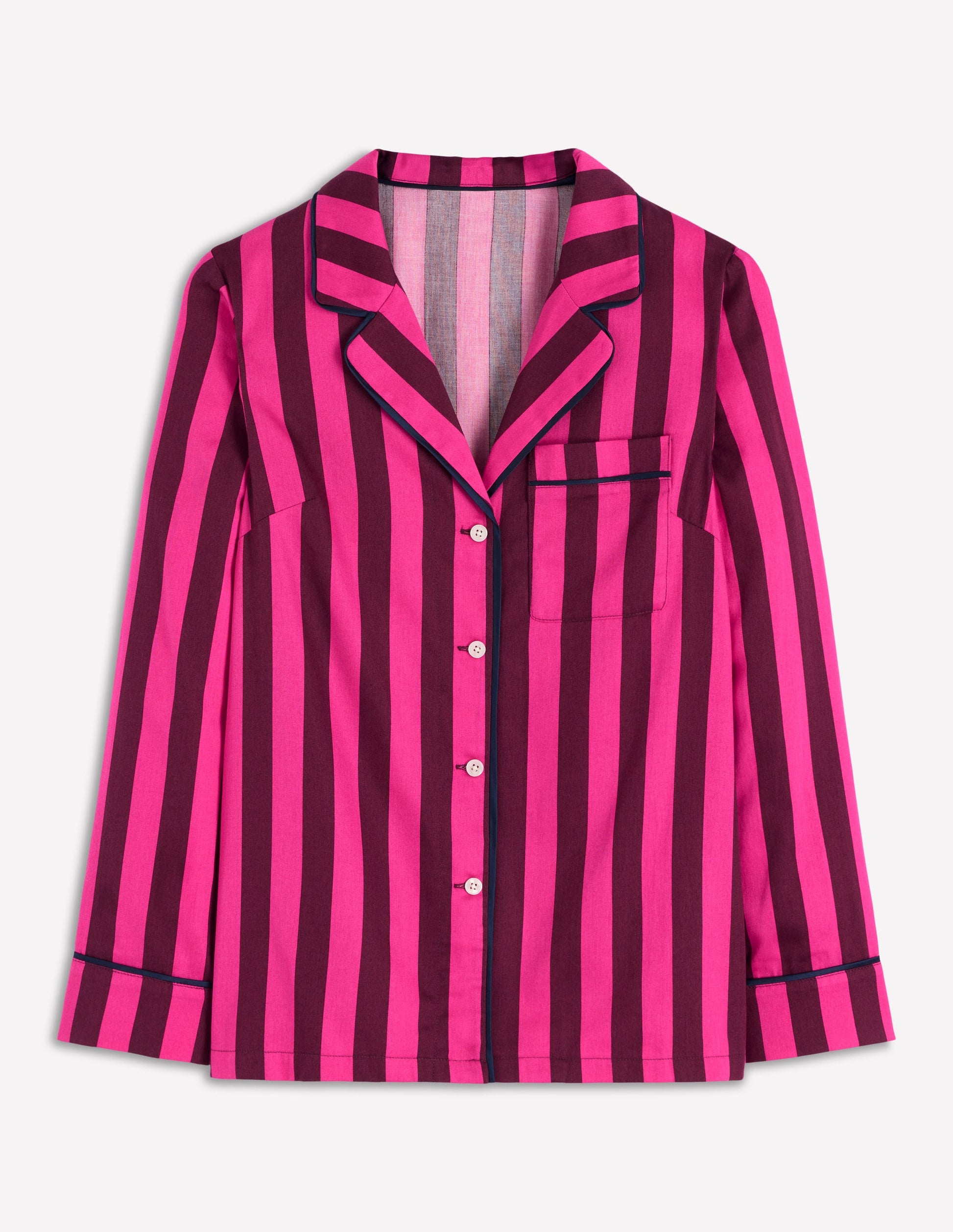 Cotton Pyjama Shirt-Pink Stripe-7