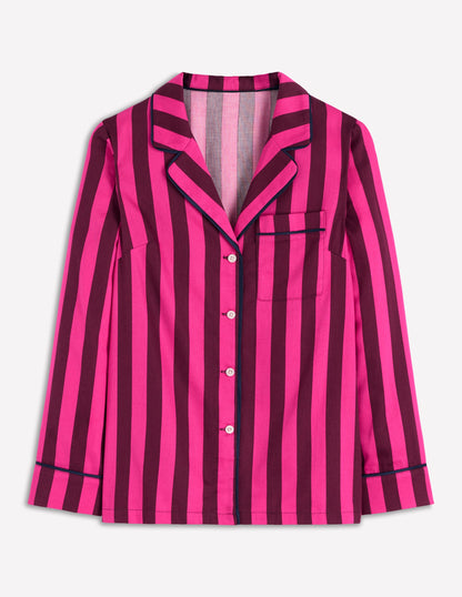 Cotton Pyjama Shirt-Pink Stripe-7