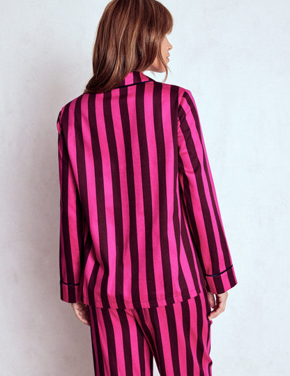 Cotton Pyjama Shirt-Pink Stripe-3