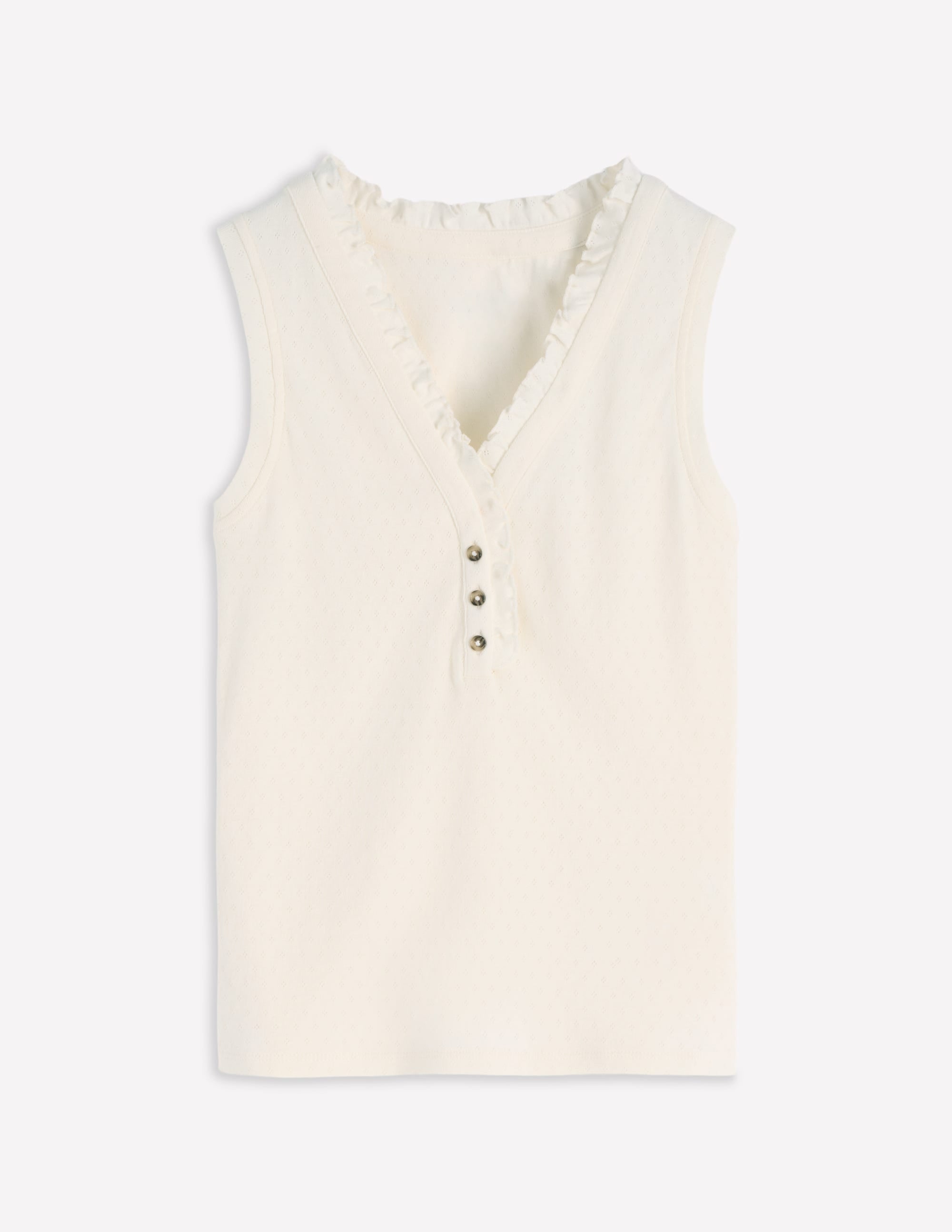 Jersey Henley Pyjama Vest-Classic Ivory - Image 5