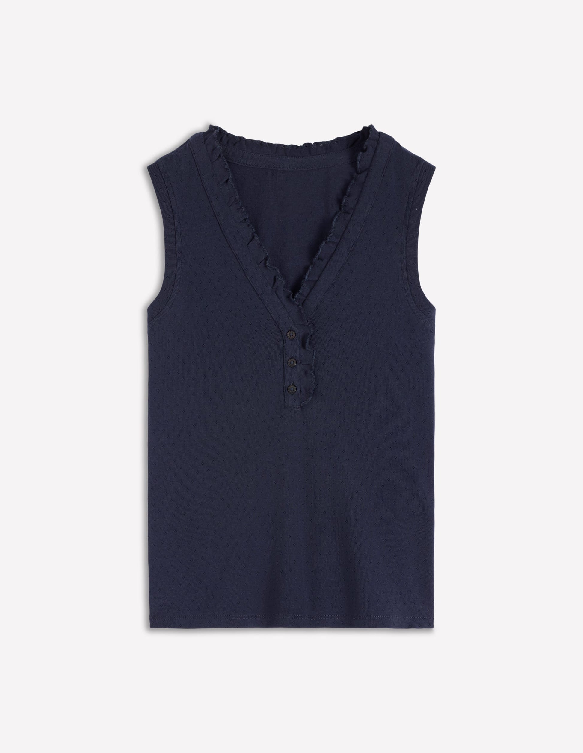 Jersey Henley Pyjama Vest-Dark Blue-5