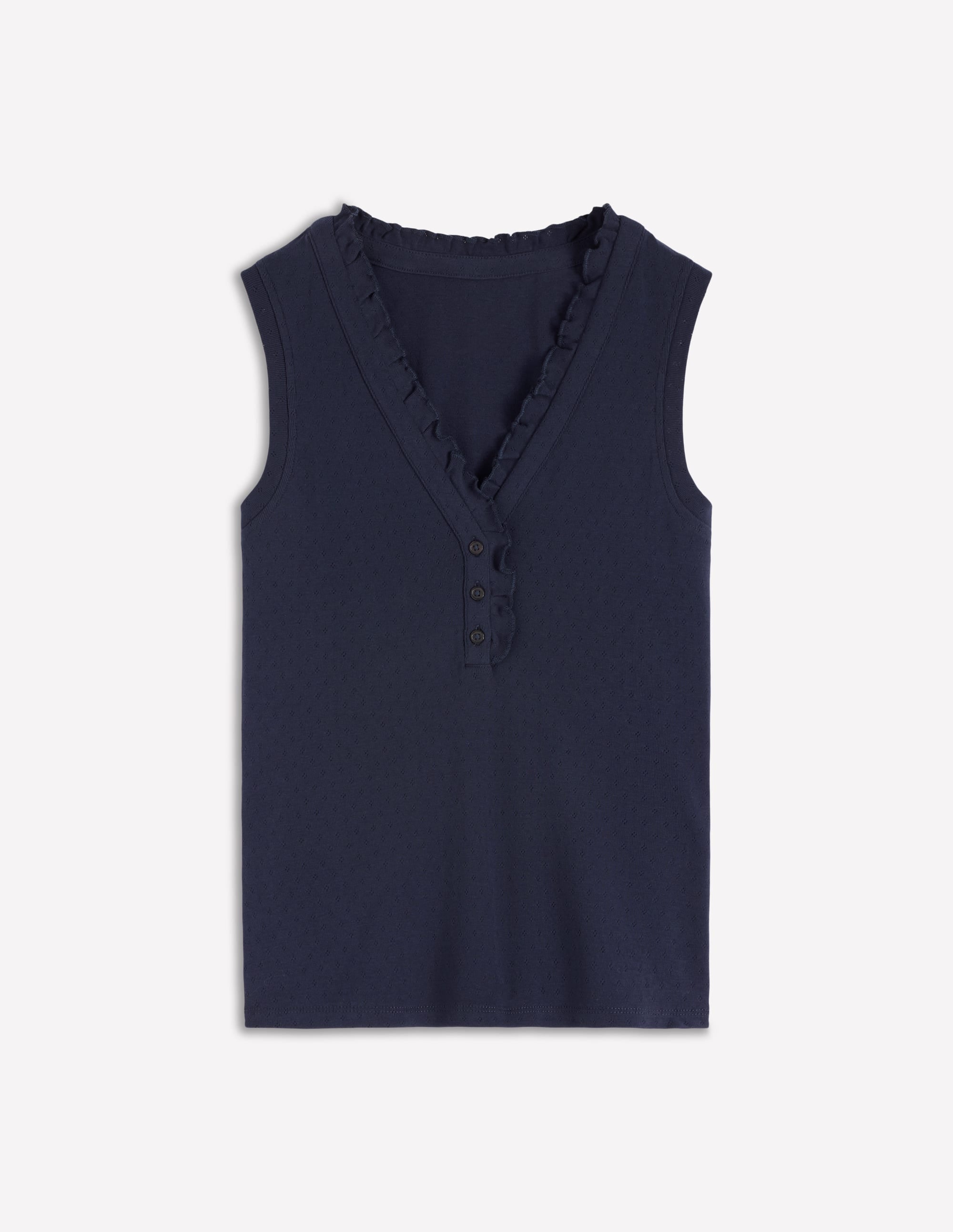 Jersey Henley Pyjama Vest-Dark Blue - Image 5