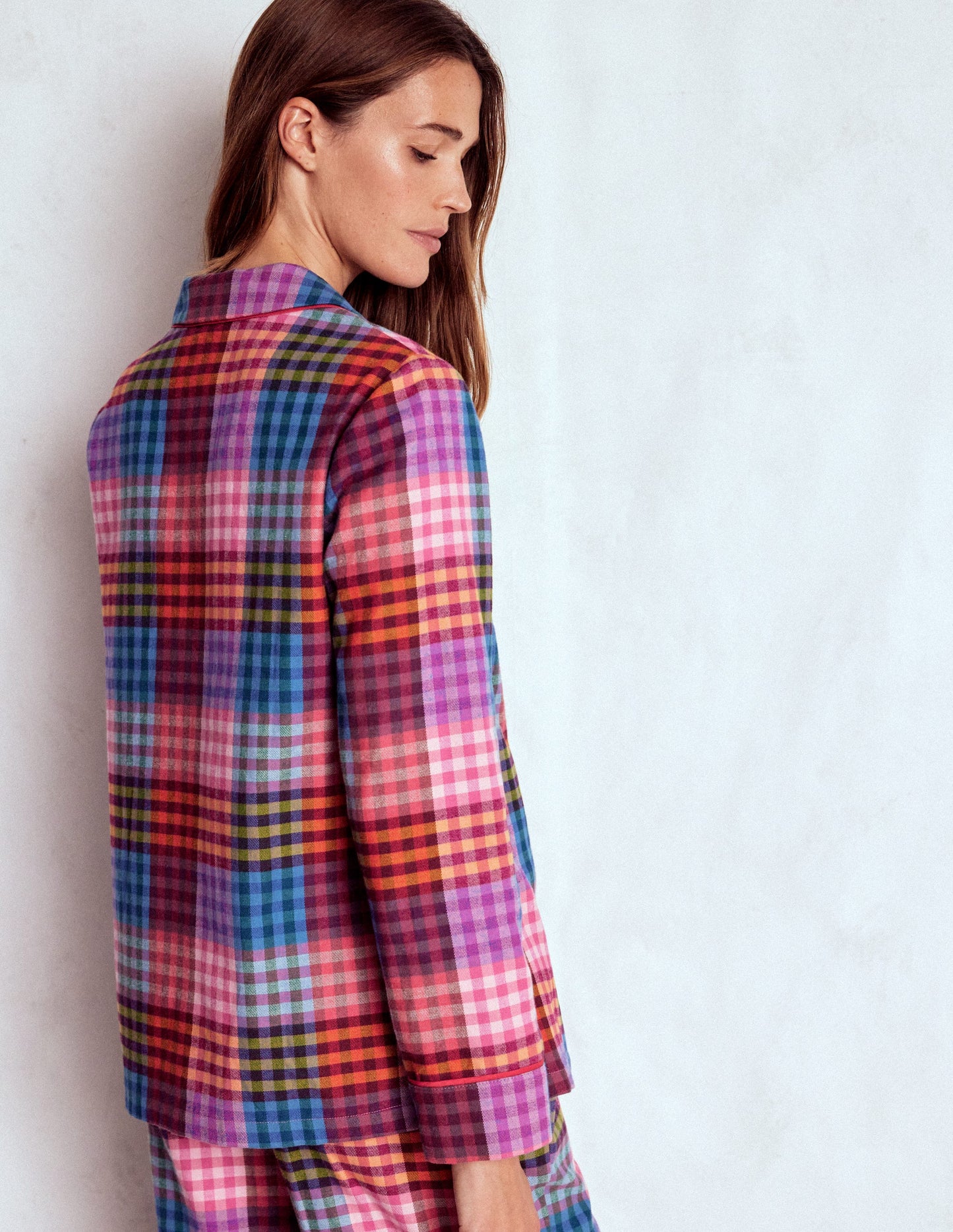 Brushed Cotton Pyjama Shirt-Rainbow Blanket Multigingham