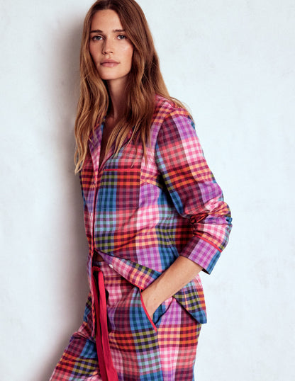 Brushed Cotton Pyjama Shirt-Rainbow Blanket Multigingham-4