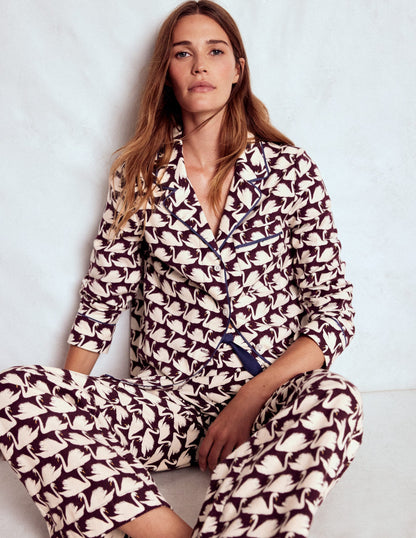 Brushed Cotton Pyjama Shirt-Winetasting, Geo Swan-1