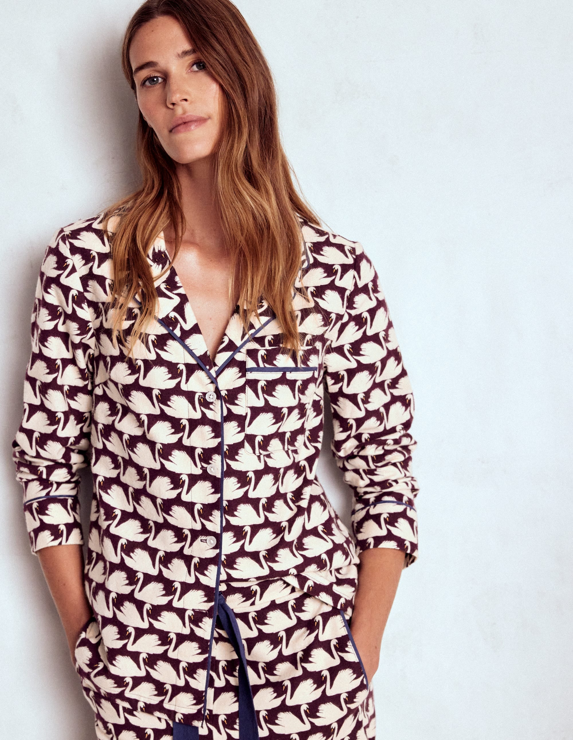 Brushed Cotton Pyjama Shirt-Winetasting, Geo Swan - Image 1