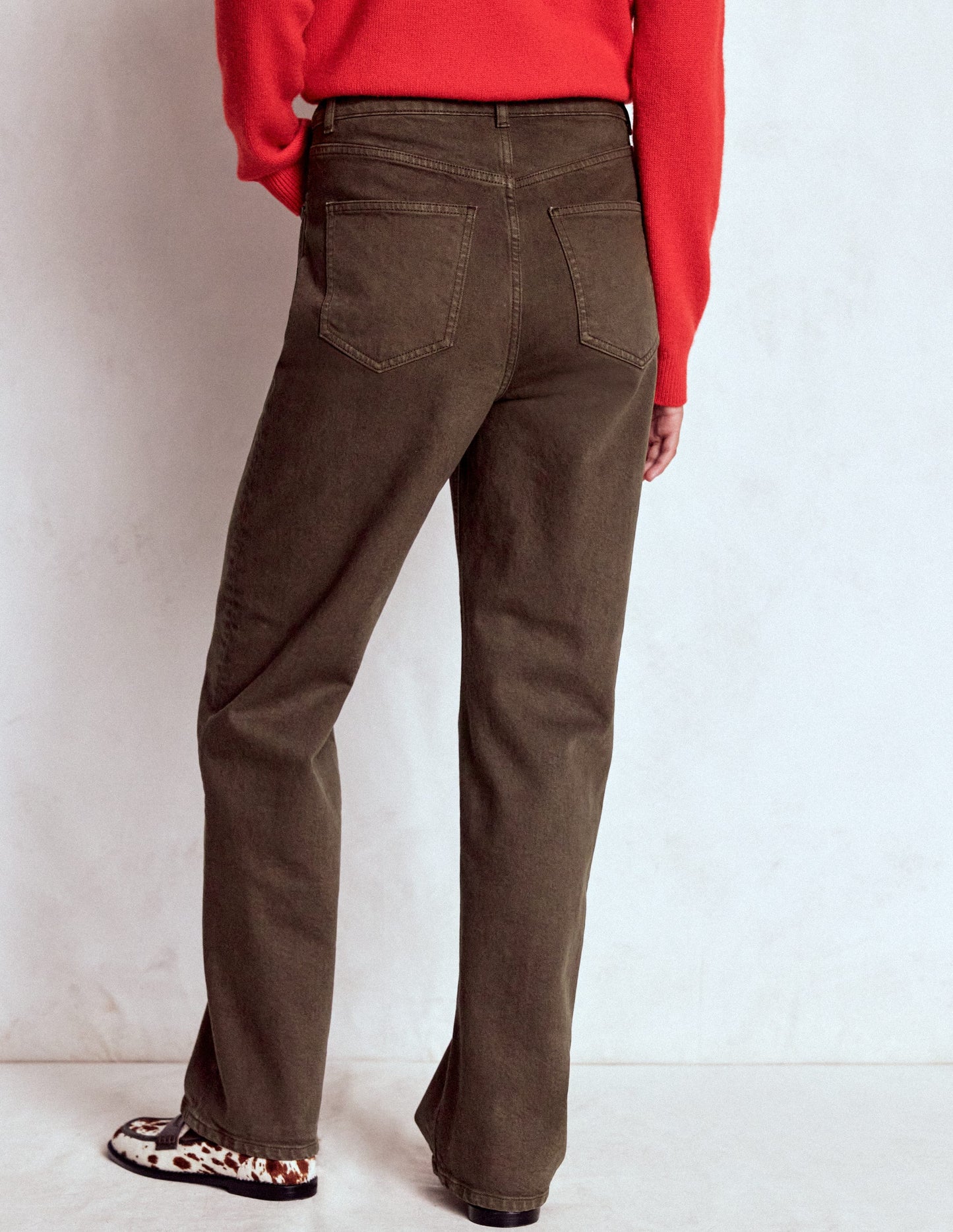 High Rise Column Leg Jeans-Chocolate Brown