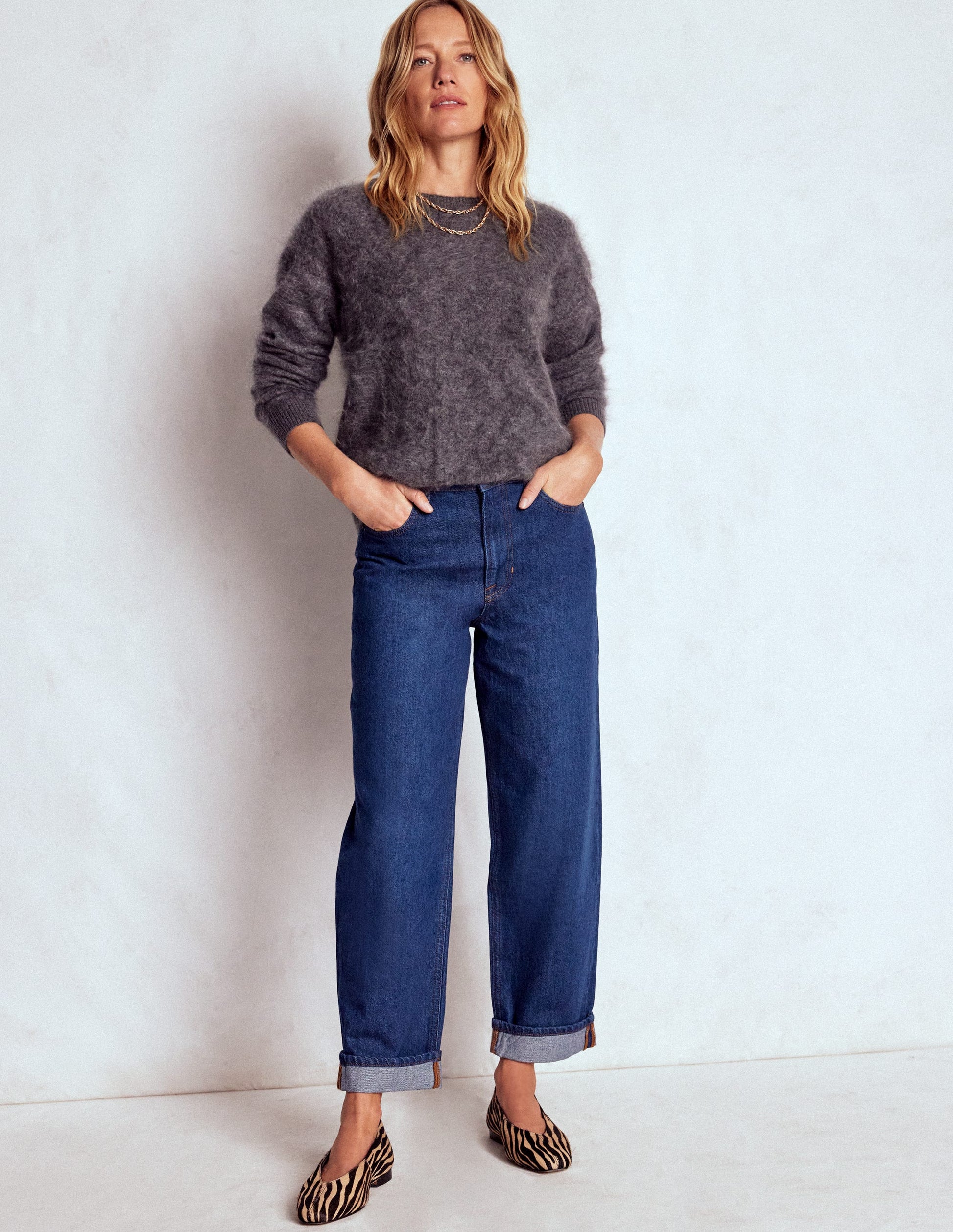 Mid Rise Relaxed Jeans-Indigo-1