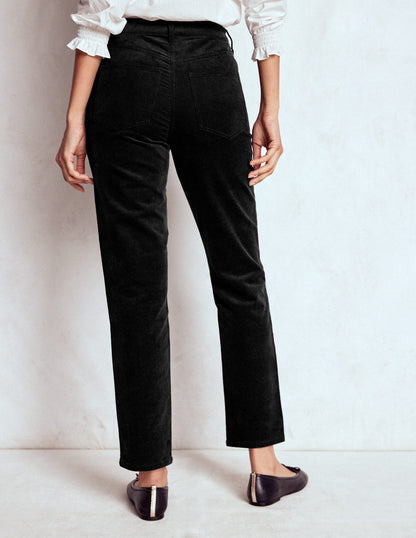 High Rise Cord Slim Jeans-Black-3