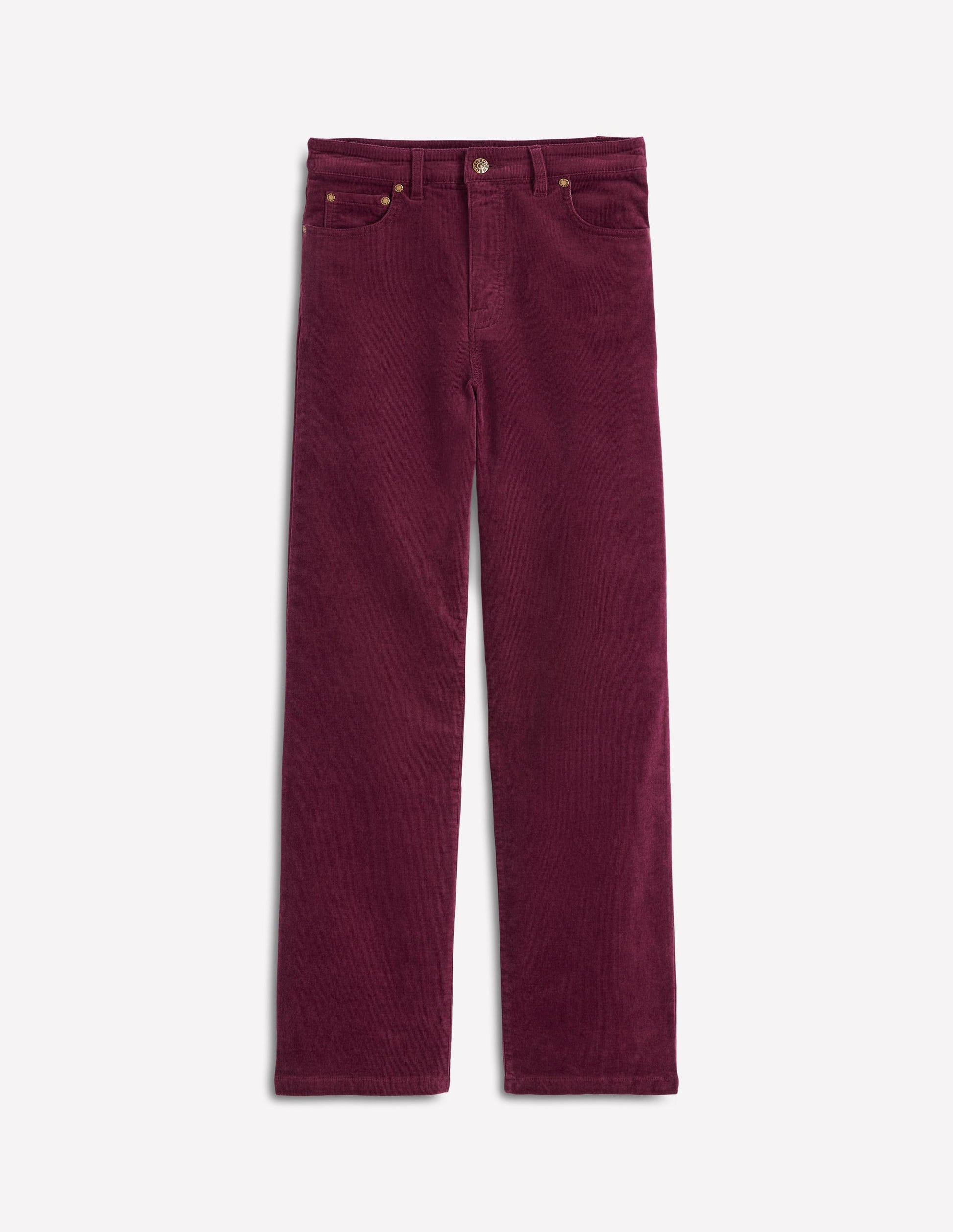 High Rise Cord Column Jeans-Burgundy-5