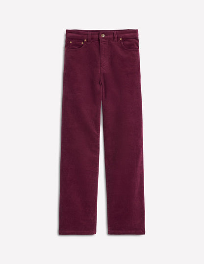 High Rise Cord Column Jeans-Burgundy-5