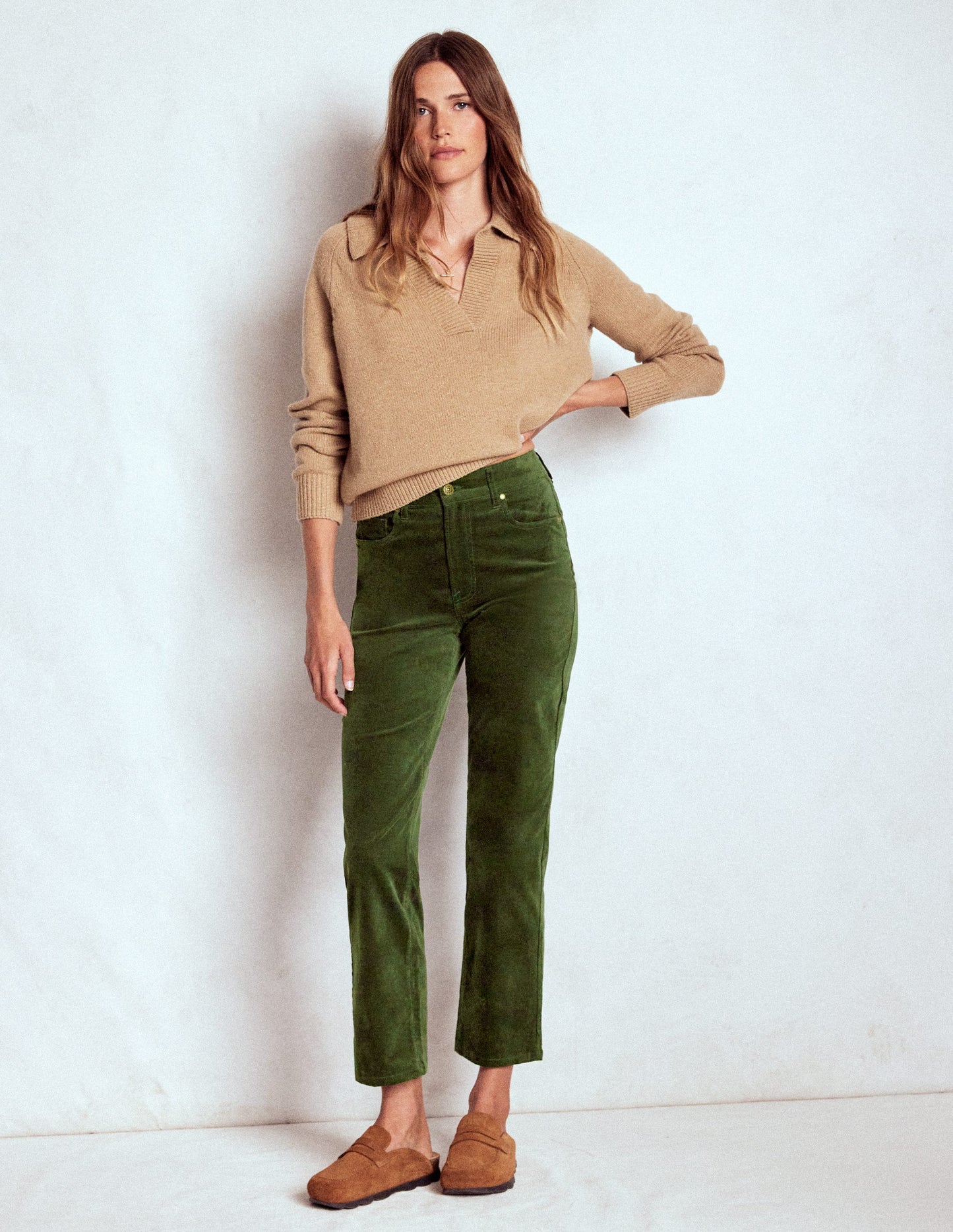 Velveteen Straight Jeans-Douglas Fir