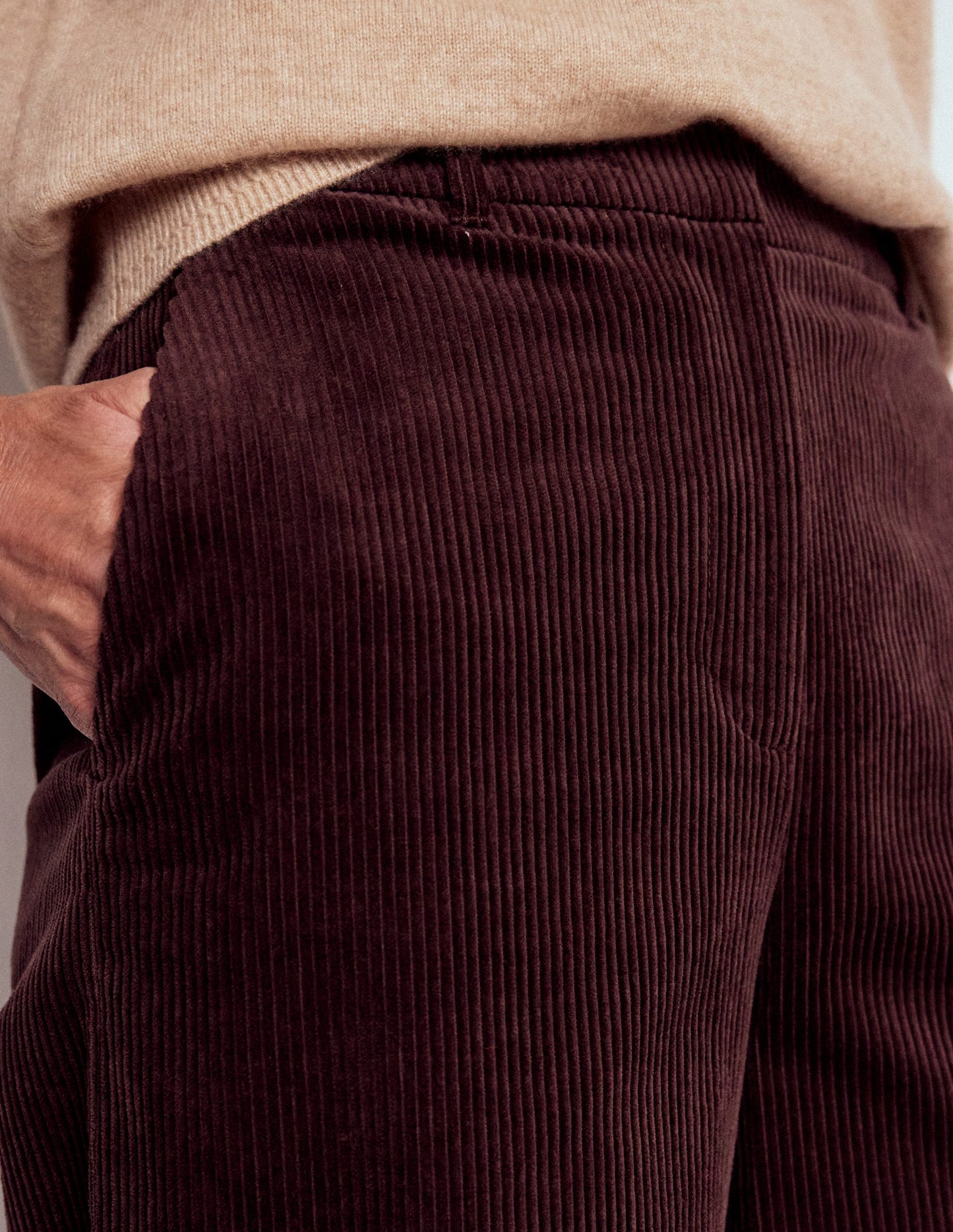 Belgravia Cord Trousers-Deep Aubergine