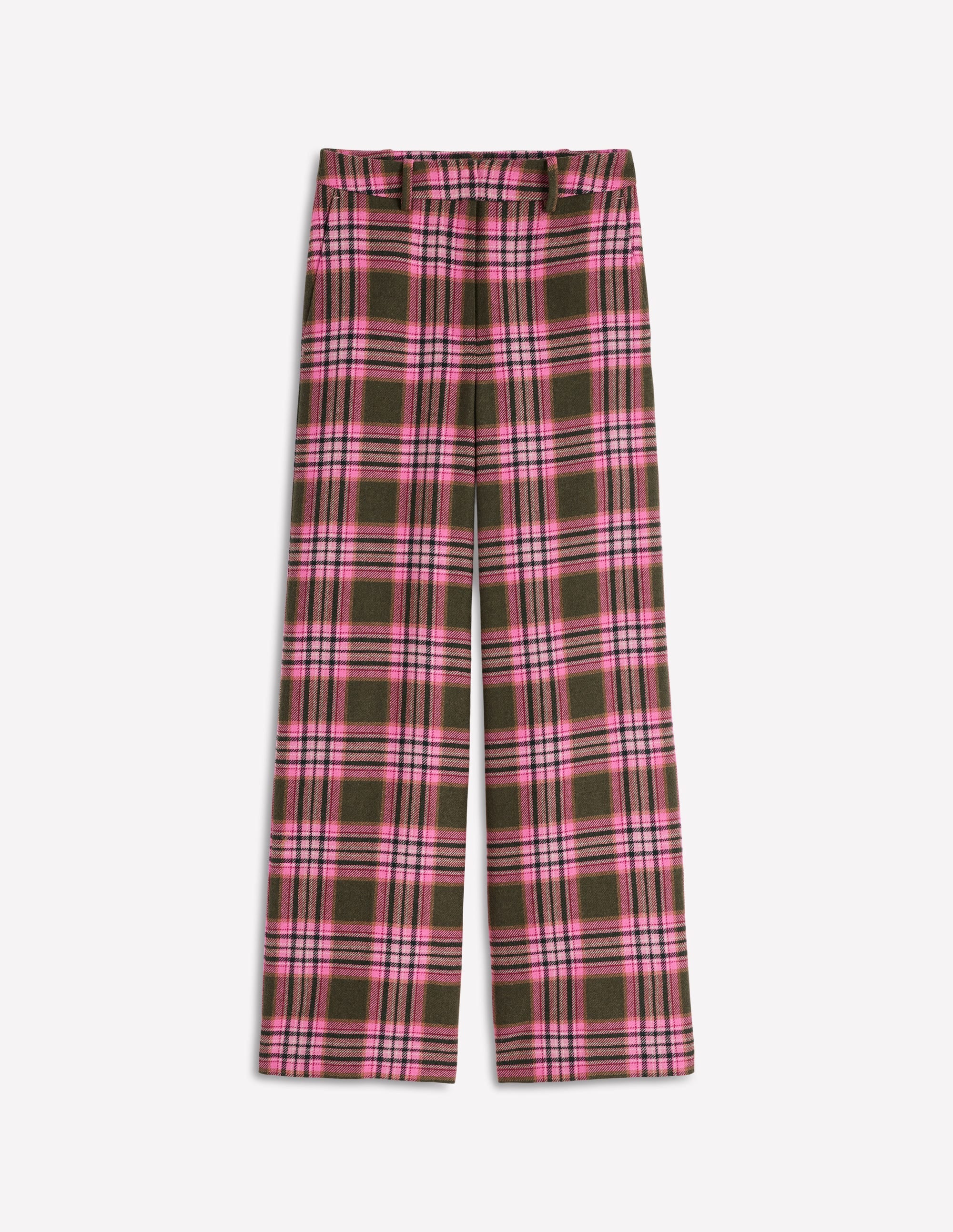 Belgravia Wool Blend Trousers-Olive, Green and Pink Check - Image 7