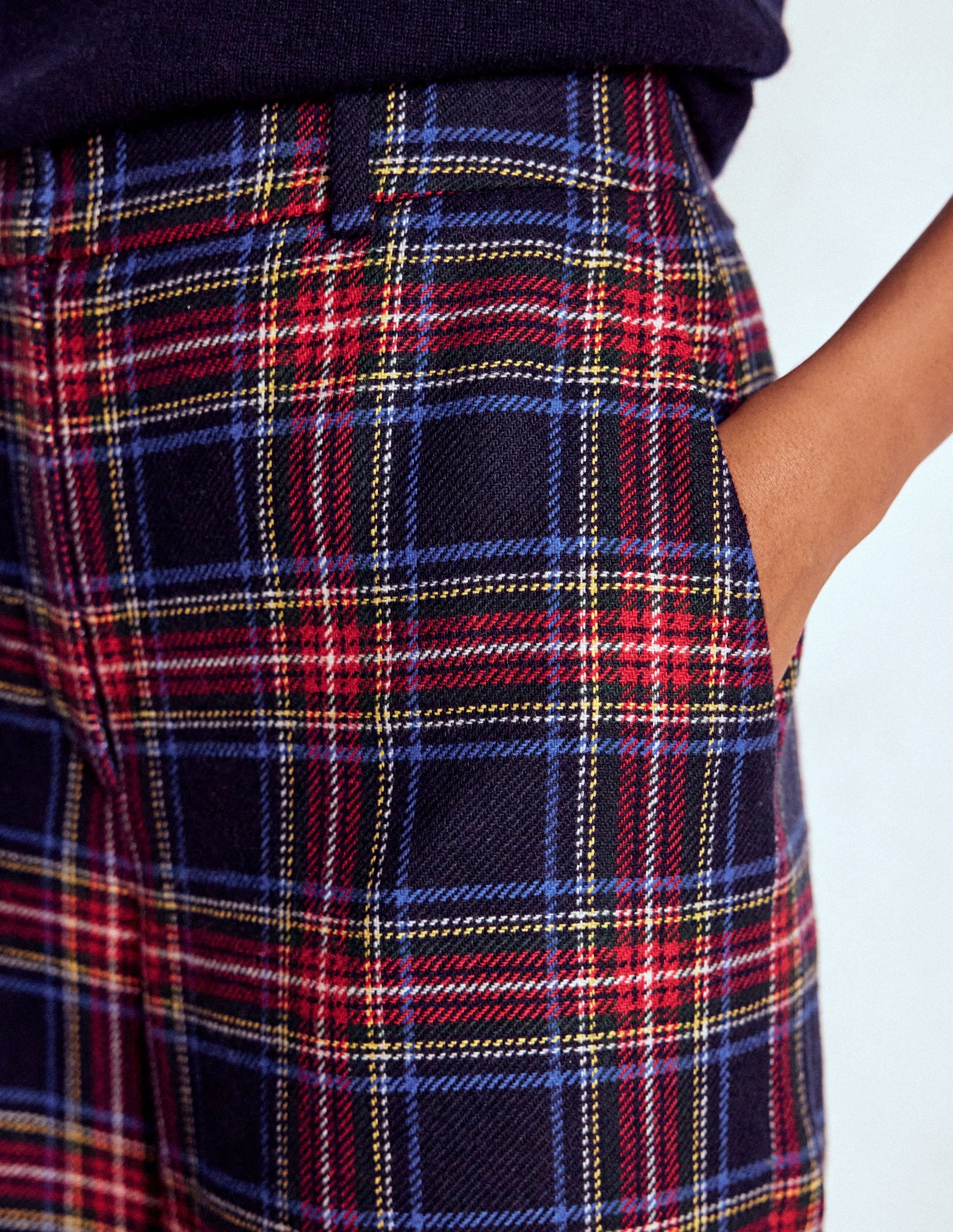 Belgravia Wool Blend Trousers-Navy, Green and Red Check - Image 2
