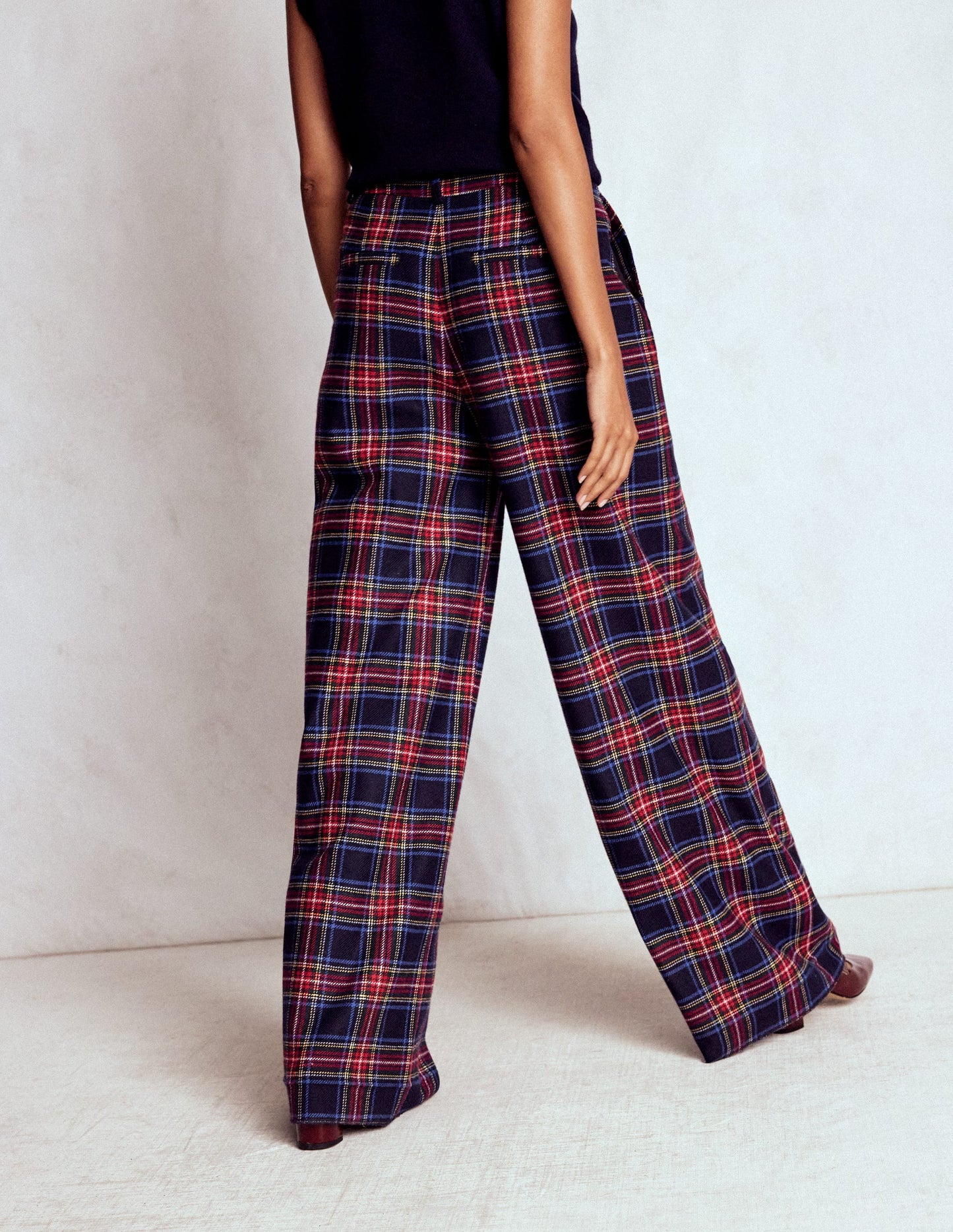 Belgravia Wool Trousers-Navy, Green and Red Check