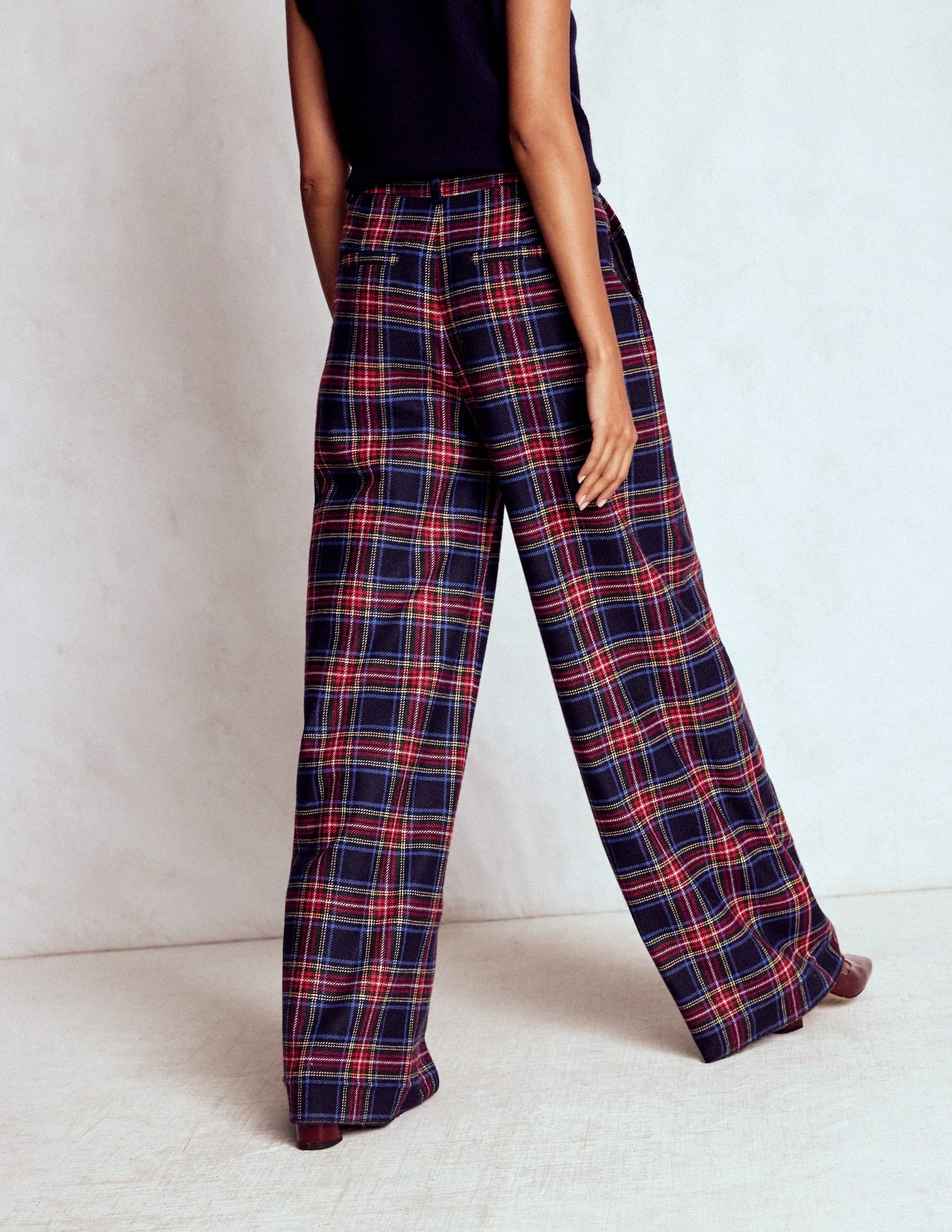 Belgravia Wool Trousers-Navy, Green and Red Check-3