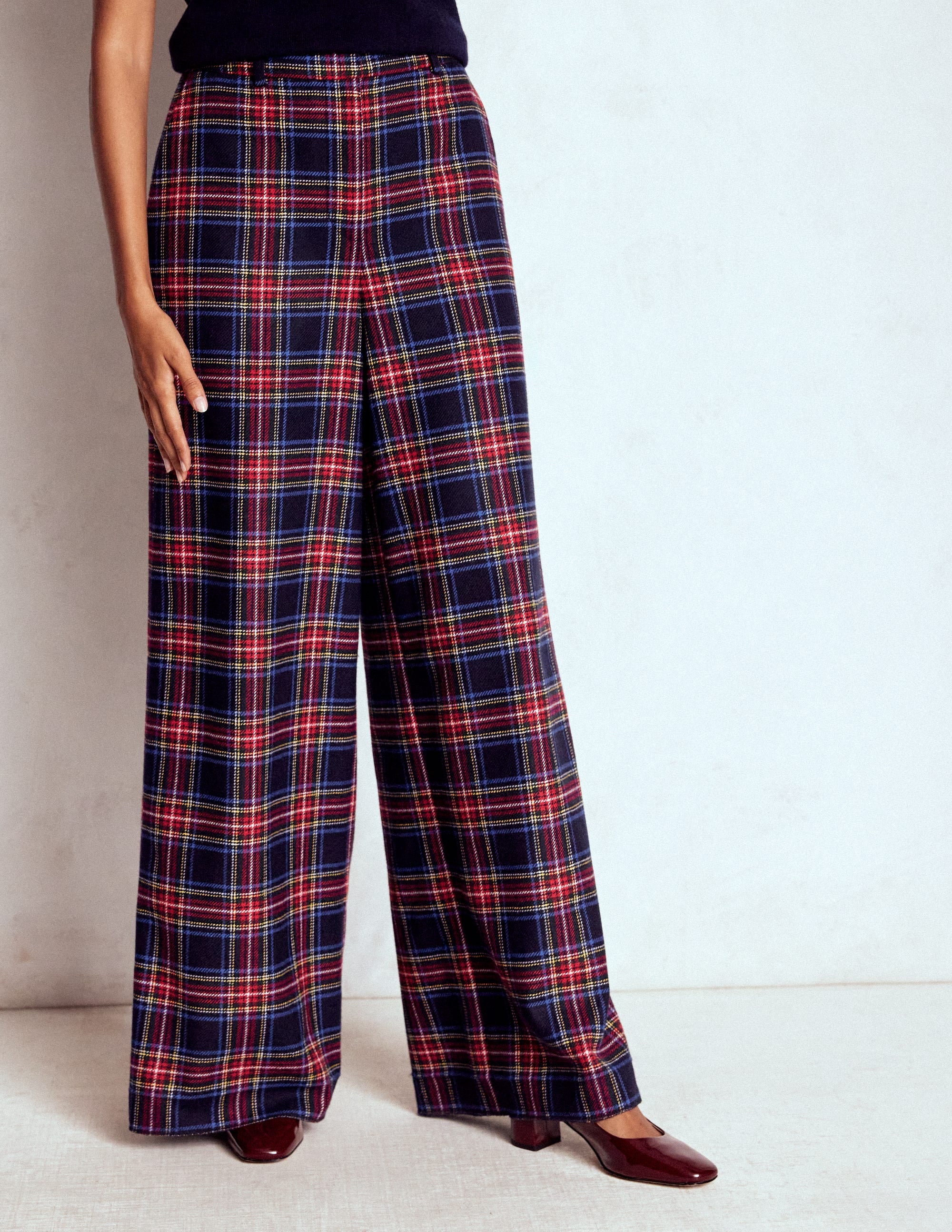 Belgravia Wool Blend Trousers-Navy, Green and Red Check - Image 4