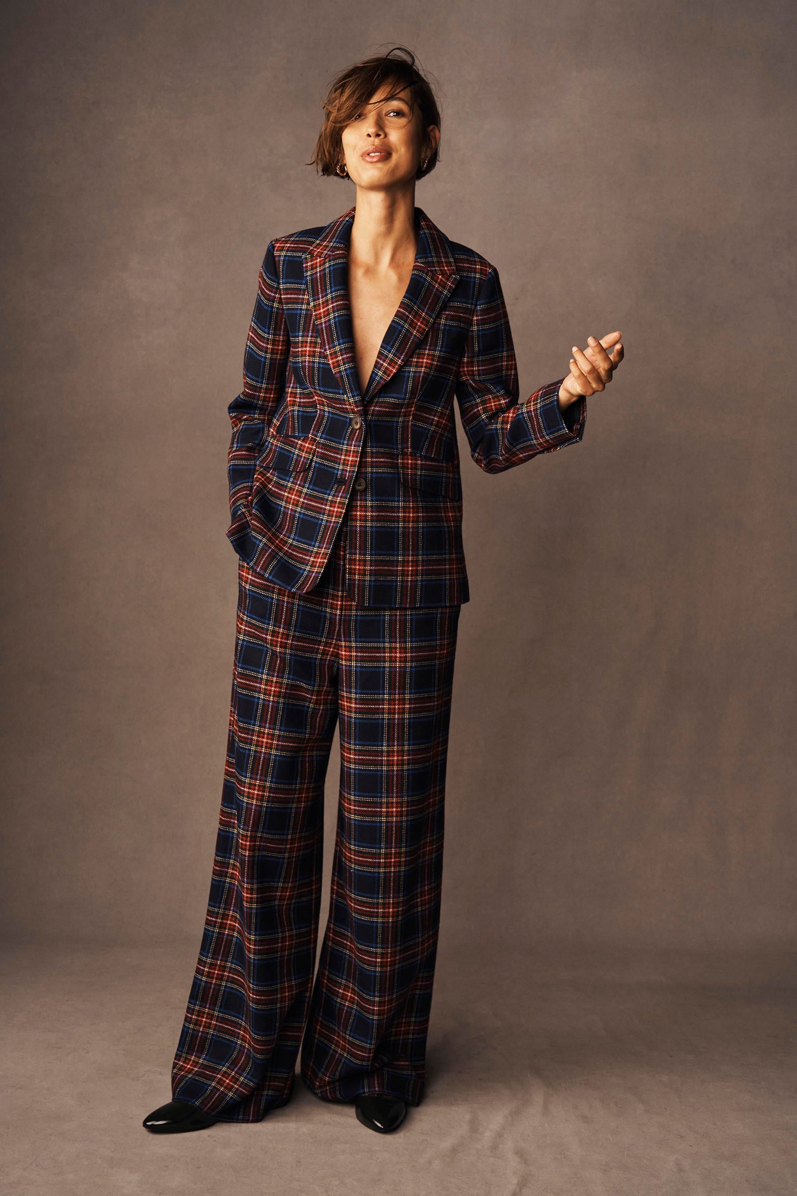 Belgravia Wool Trousers-Navy, Green and Red Check-5