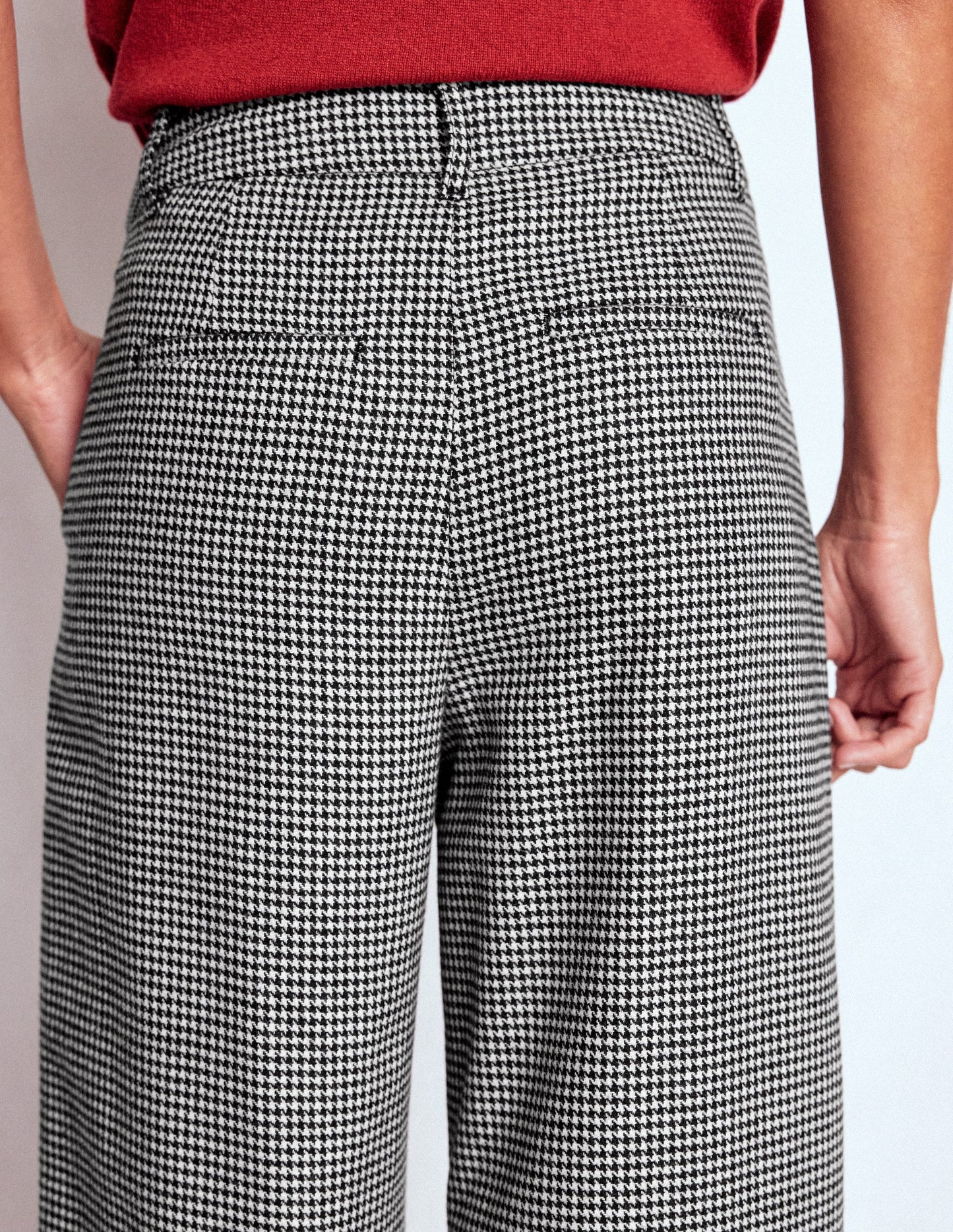 Kensington Wool Trousers-Black and Ivory Puppytooth