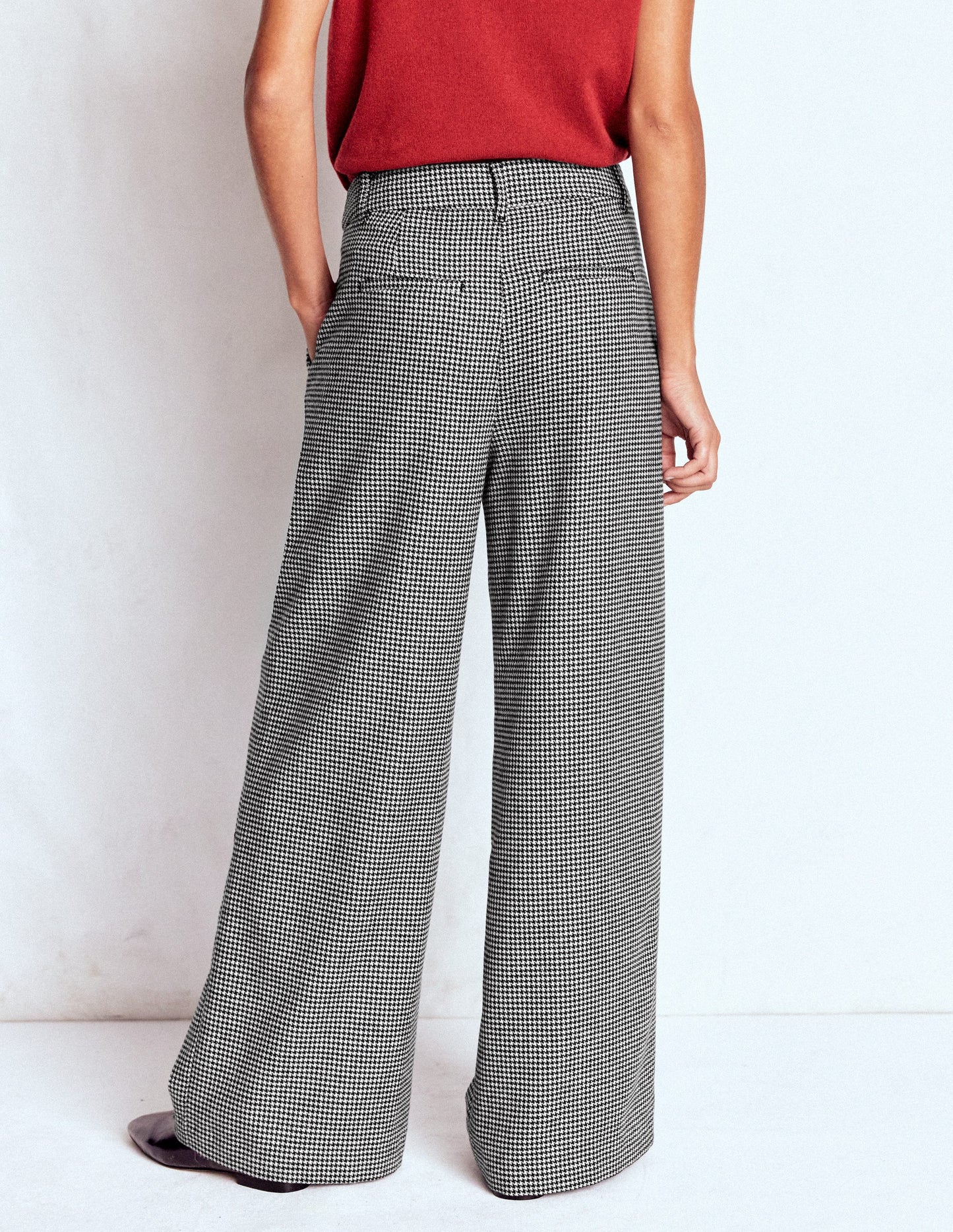 Kensington Wool Trousers-Black and Ivory Puppytooth