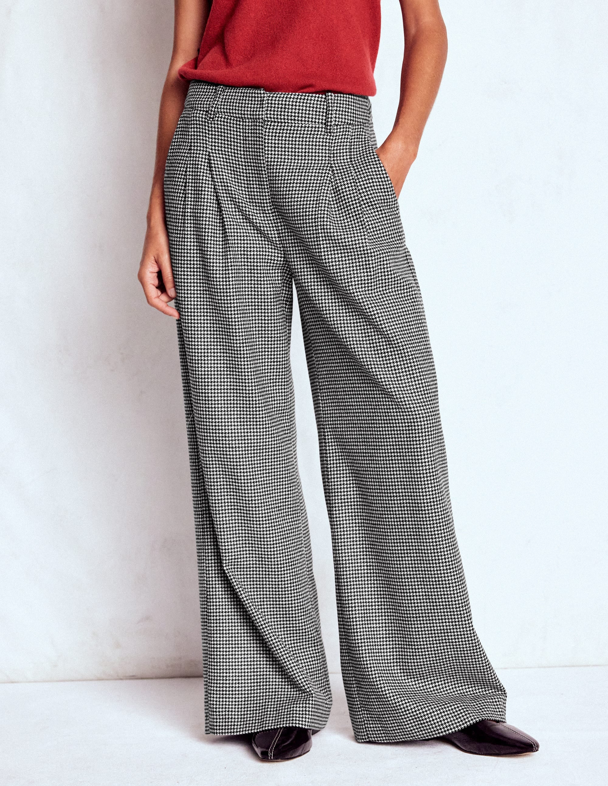 Kensington Wool Trousers-Black and Ivory Puppytooth - Image 4