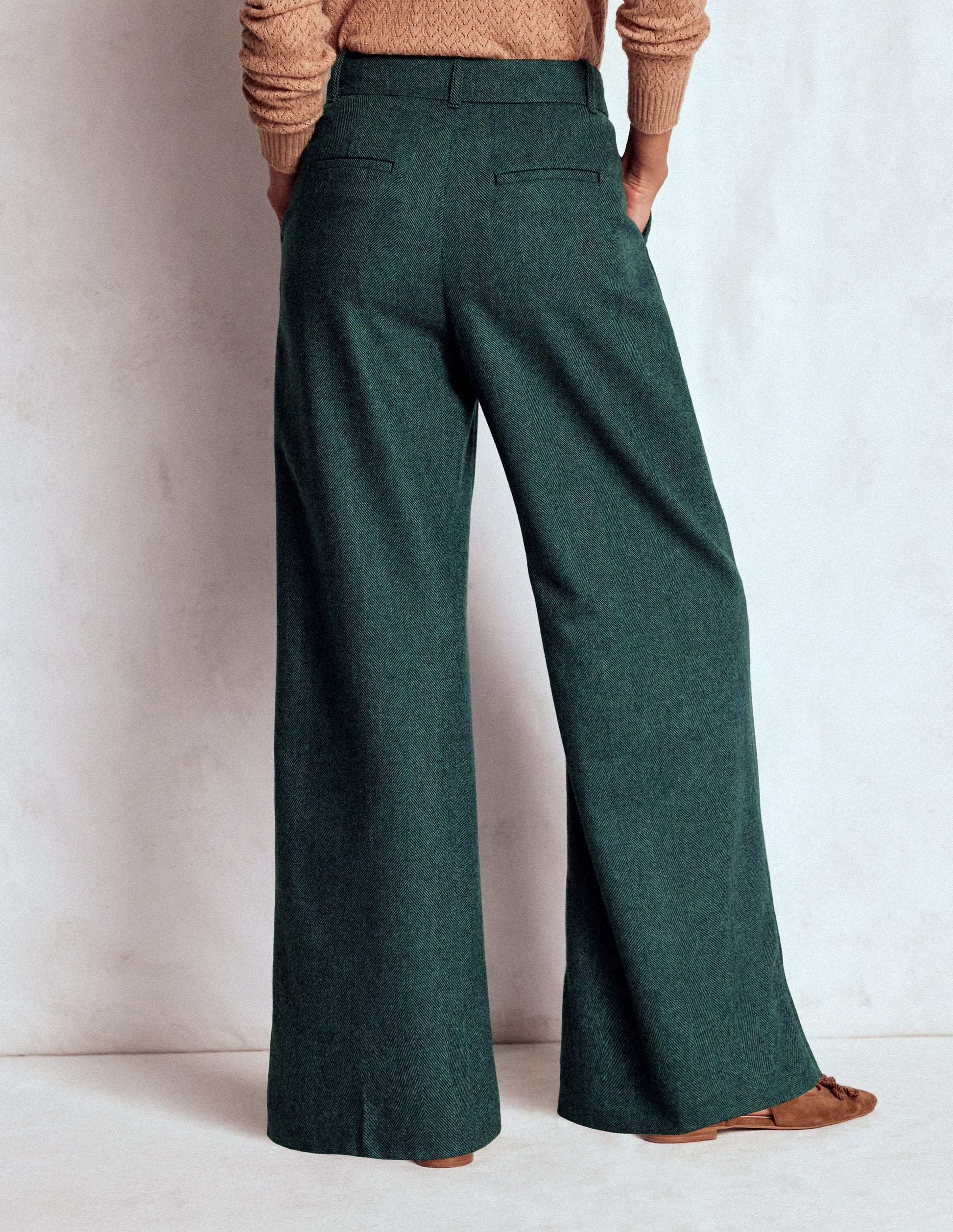 Kensington Wool Trousers-Green and Navy Herringbone-3
