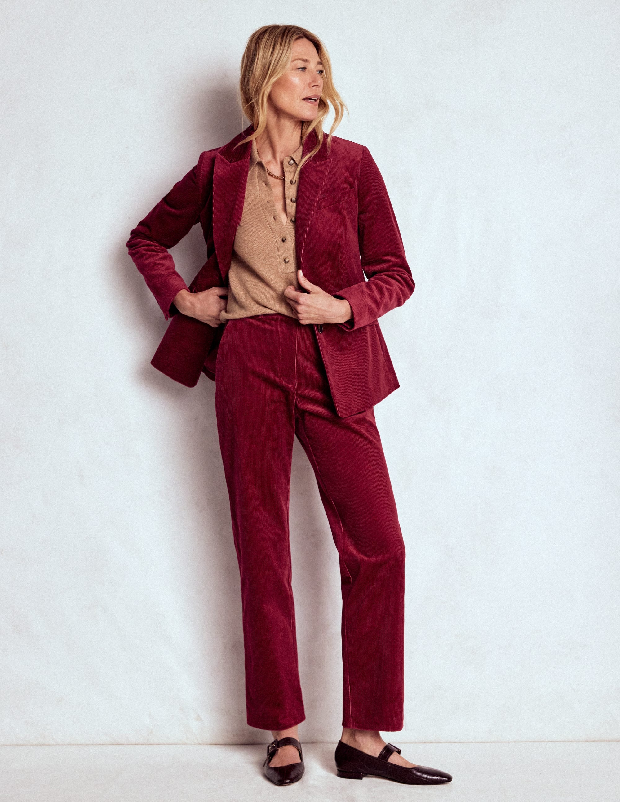 Canonbury Cord Trousers - Burgundy Red | Boden AU