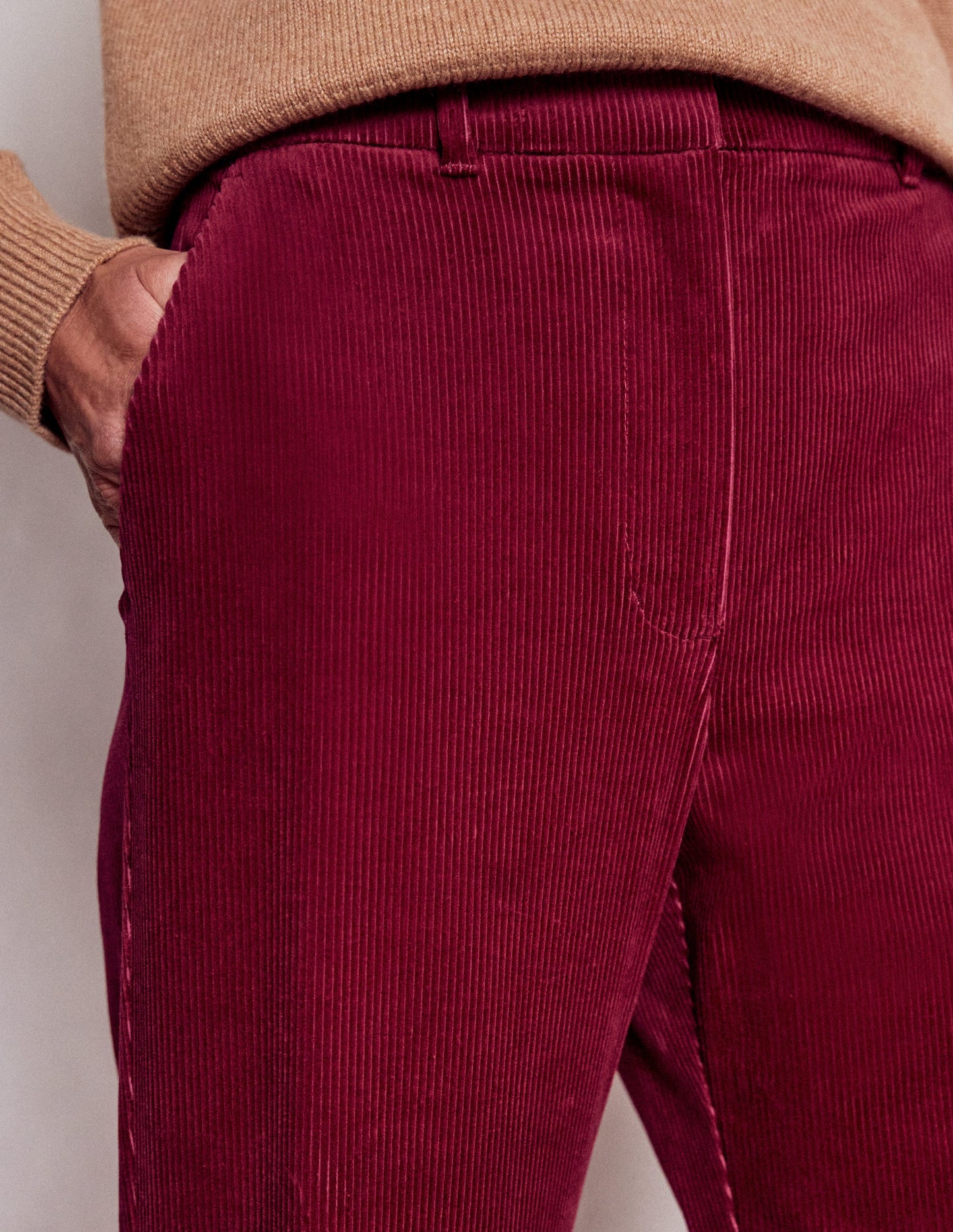 Canonbury Cord Trousers-Burgundy Red