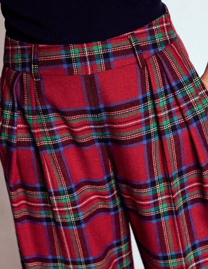 Pleated Wool Culottes-Red, Blue and Green Check-2