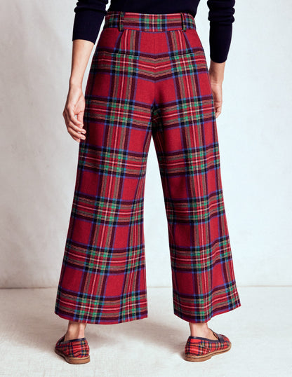 Pleated Wool Culottes-Red, Blue and Green Check-3