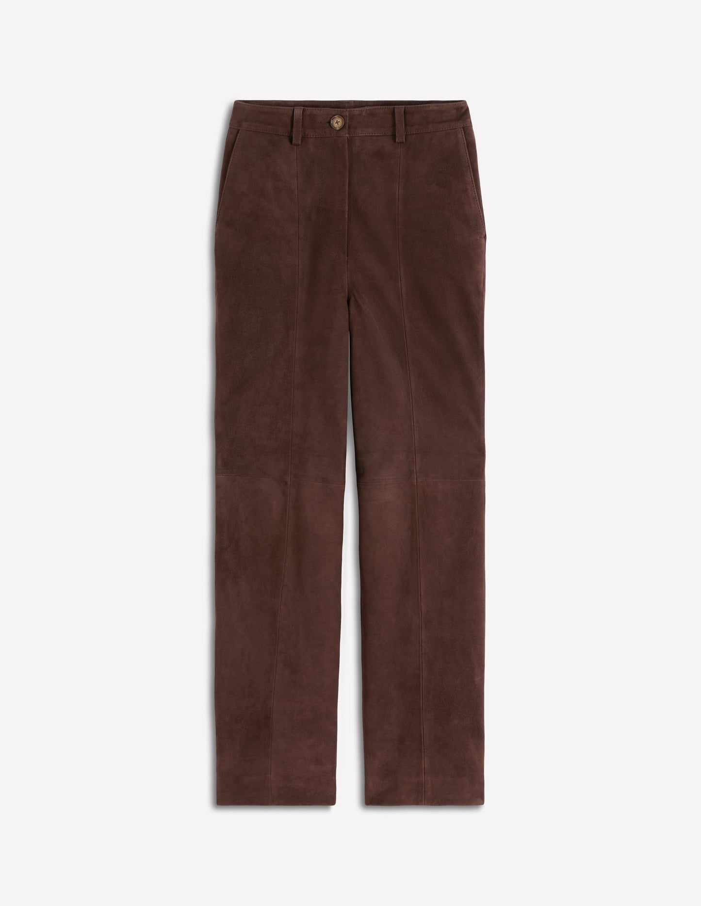 Suede Straight Leg Trousers-Dark Chocolate