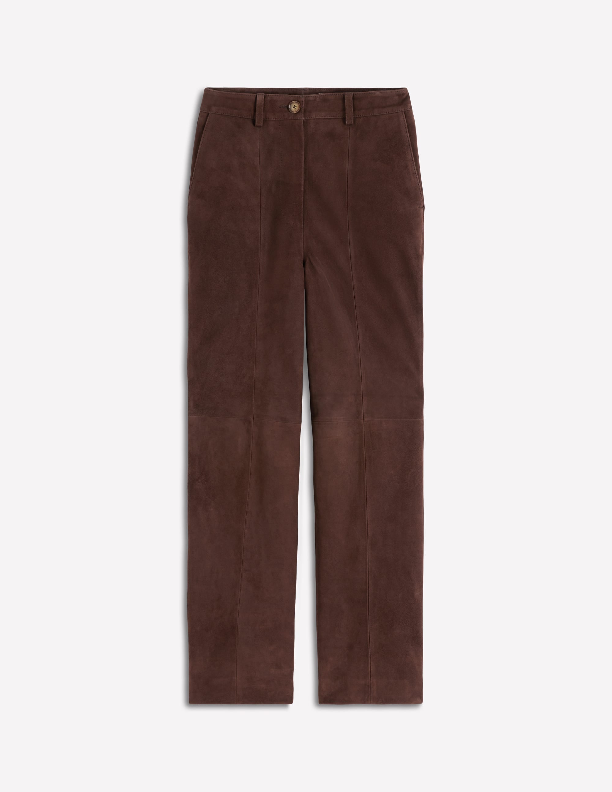 Suede Straight Leg Trousers-Dark Chocolate - Image 6
