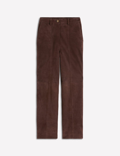 Suede Straight Leg Trousers-Dark Chocolate-6