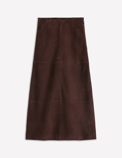 Suede Midi Skirt-Dark Chocolate-5
