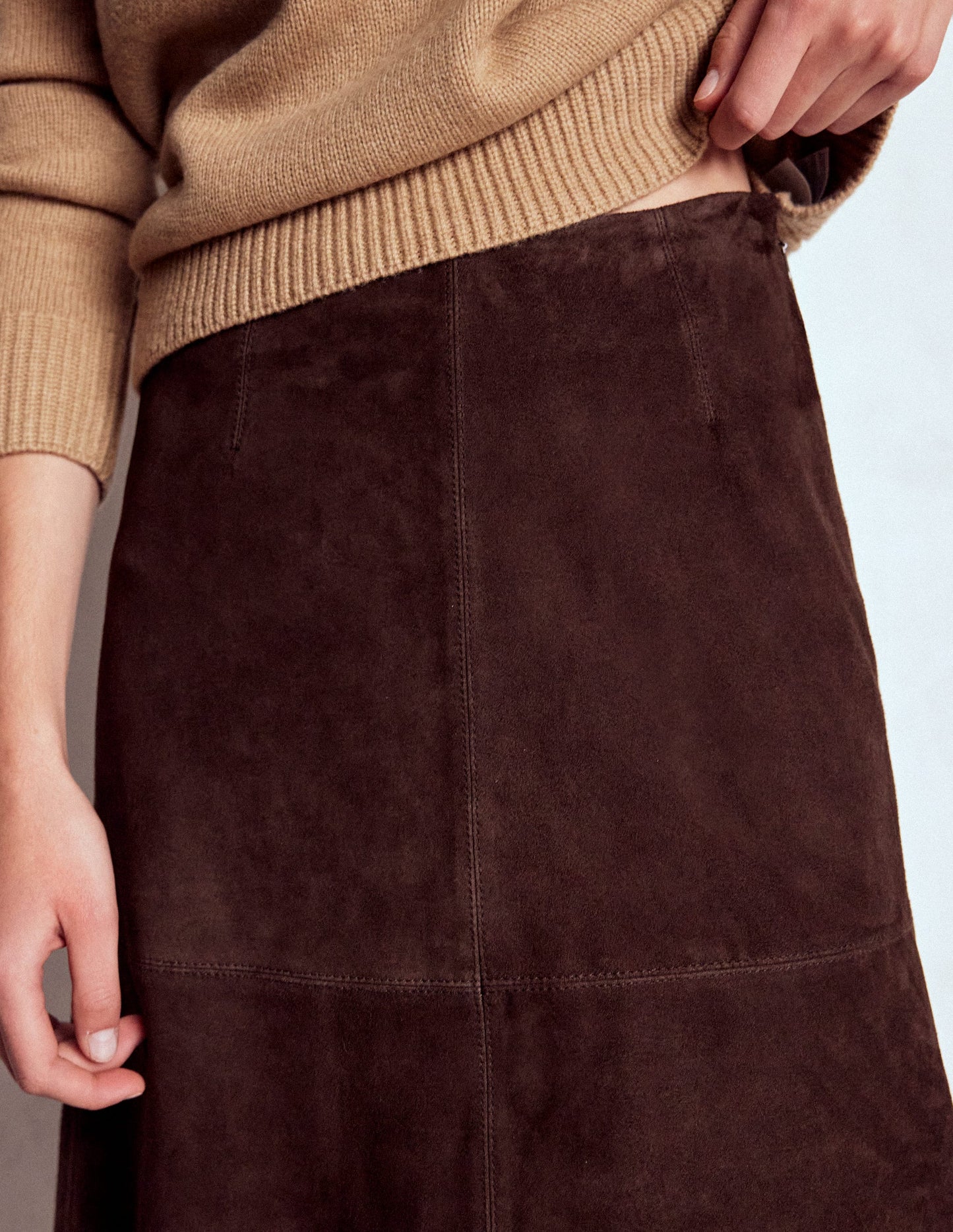 Suede Midi Skirt-Dark Chocolate