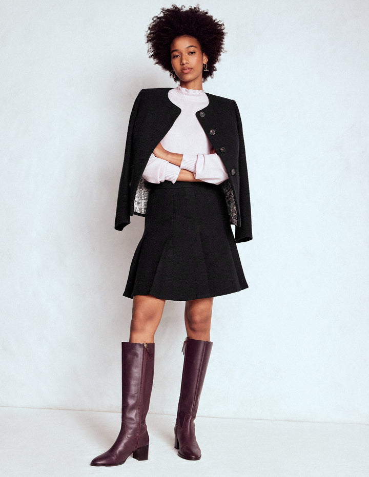 Flippy Textured Skirt-Black