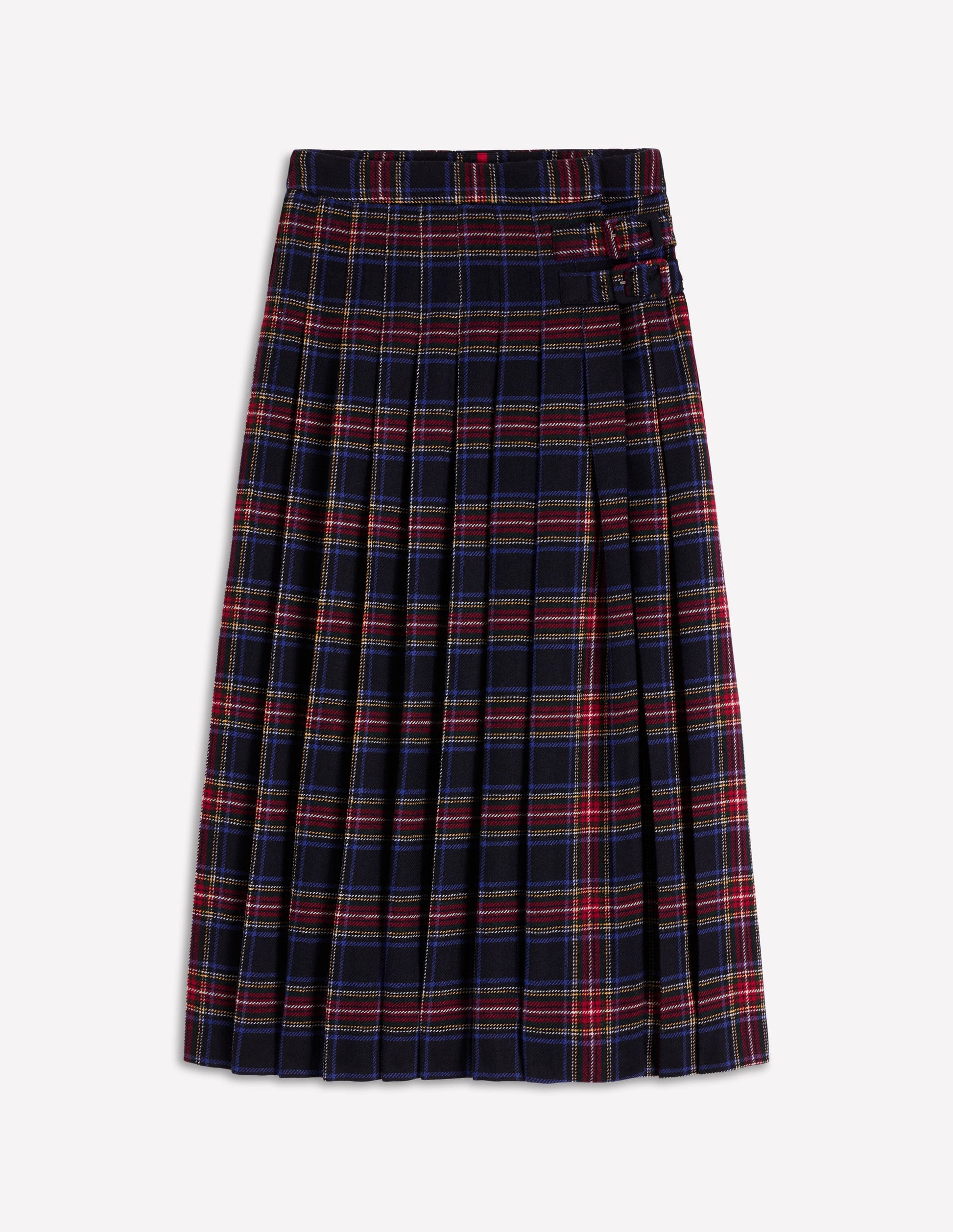 Josephine Wool Kilt Skirt-Navy, Green and Red Check-6