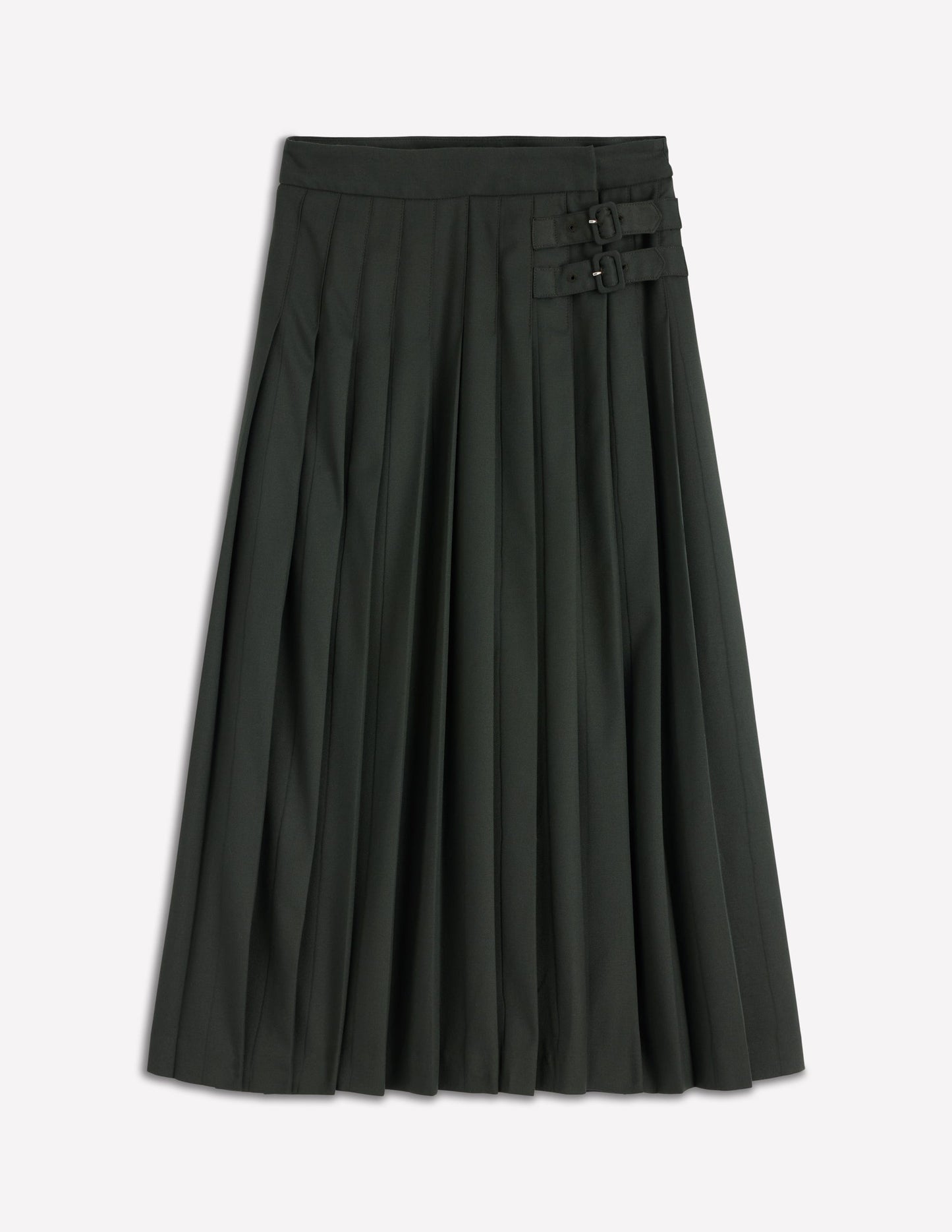 Josephine Kilt Midi Skirt-Hunter Green
