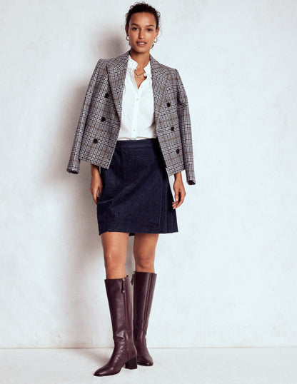 Helen Cord Kilt Skirt-Navy-5